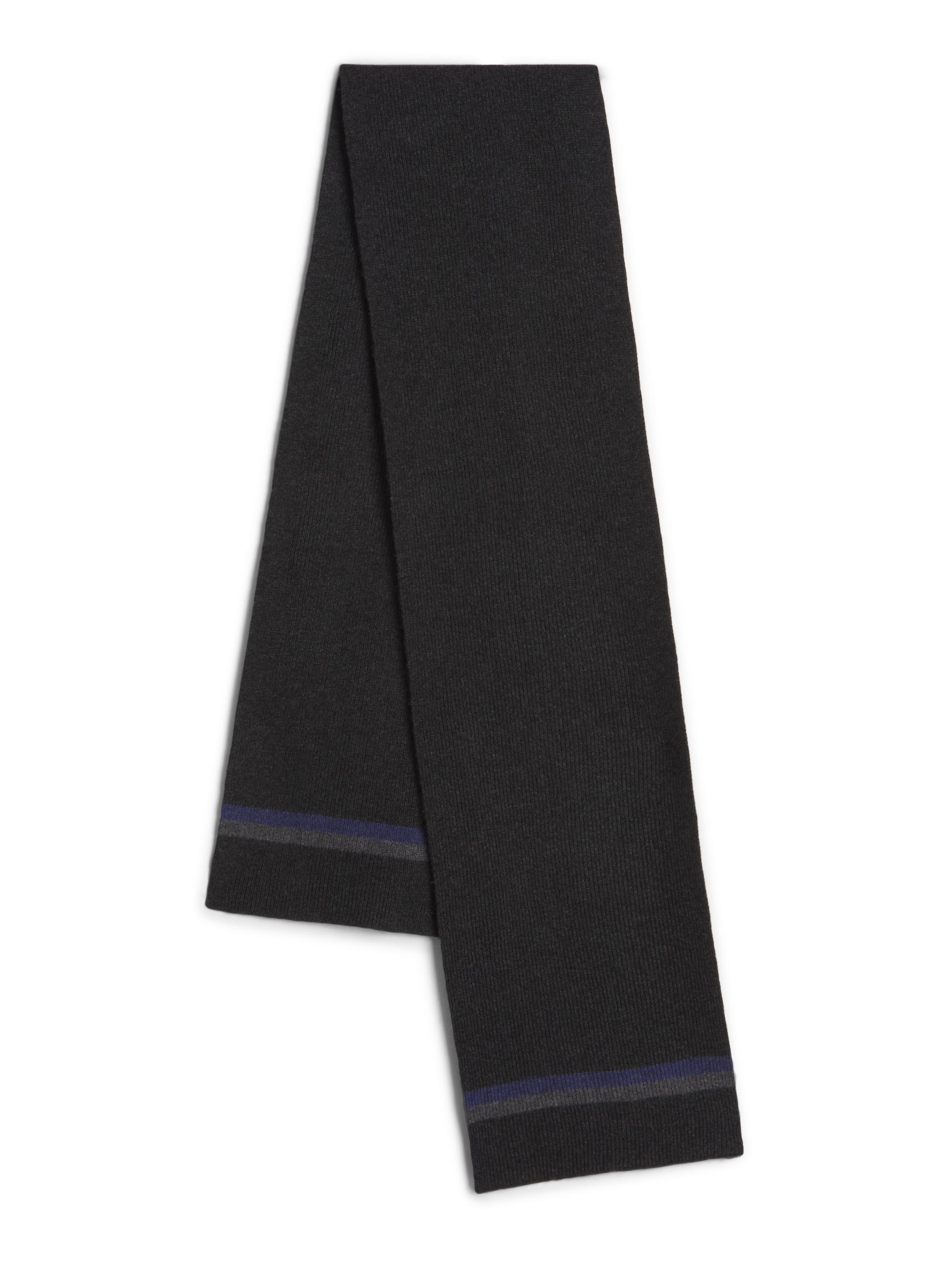 Robert Barakett Men's Tipped Stripe Wool-Cashmere Knit Scarf - Charcoal