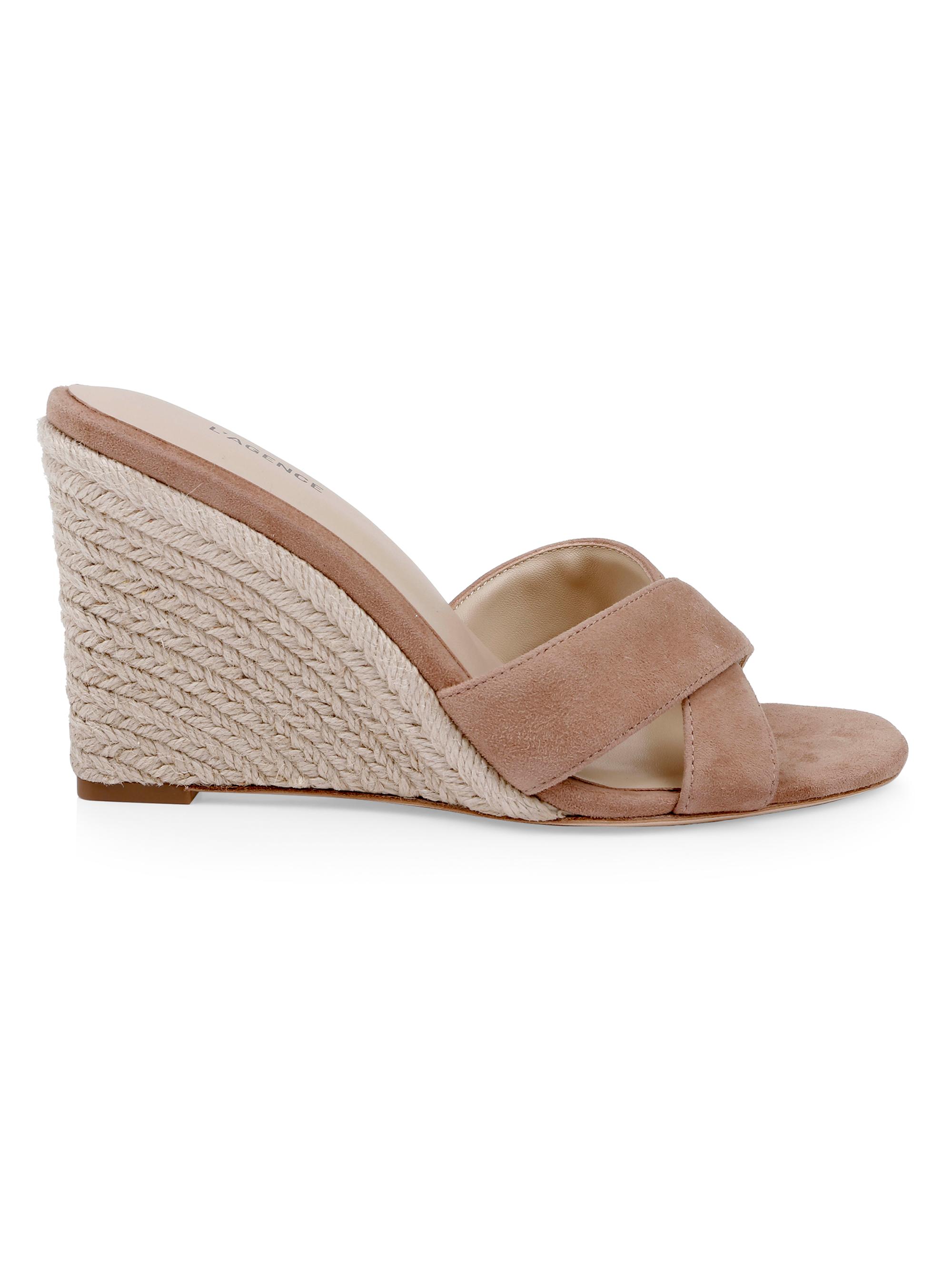 L'AGENCE Women's Rosaline 95MM Suede Espadrille Sandals - Cappuccino Suede