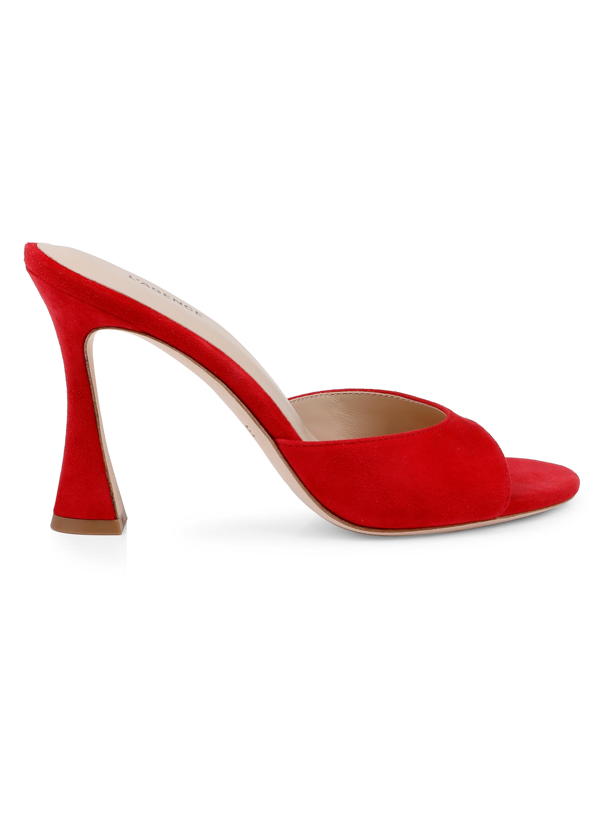 L'AGENCE Women's Avery 100MM Suede Mules - Red Suede