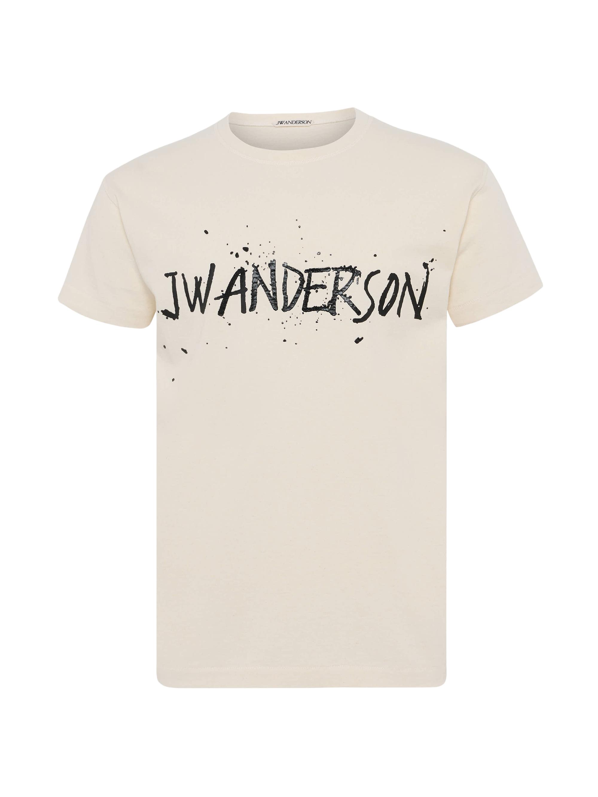 JW Anderson Men's Circular Splatter Logo T-Shirt - Ecru