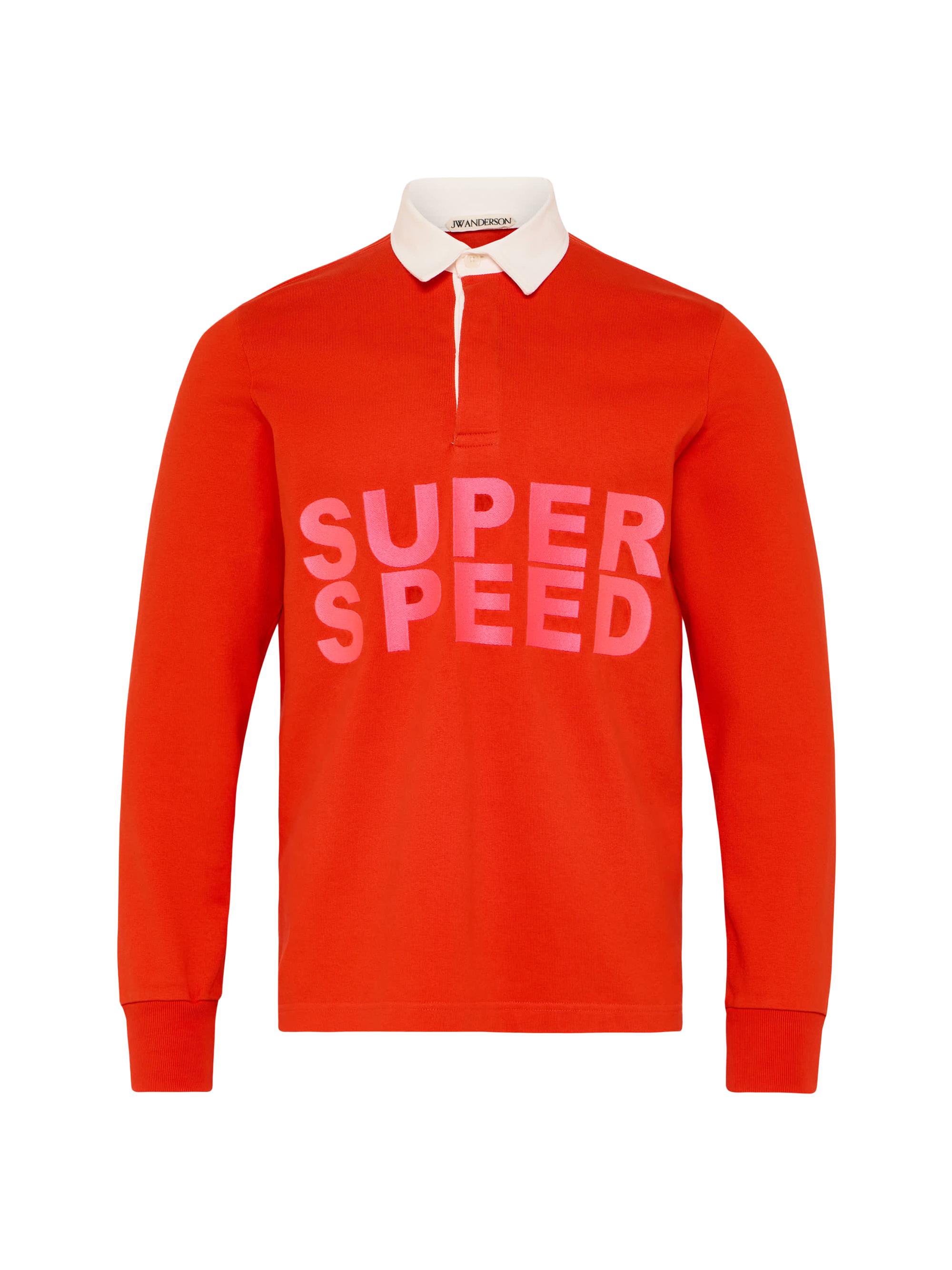 JW Anderson Men's Super Speed Rugby Polo Shirt - Bright Red