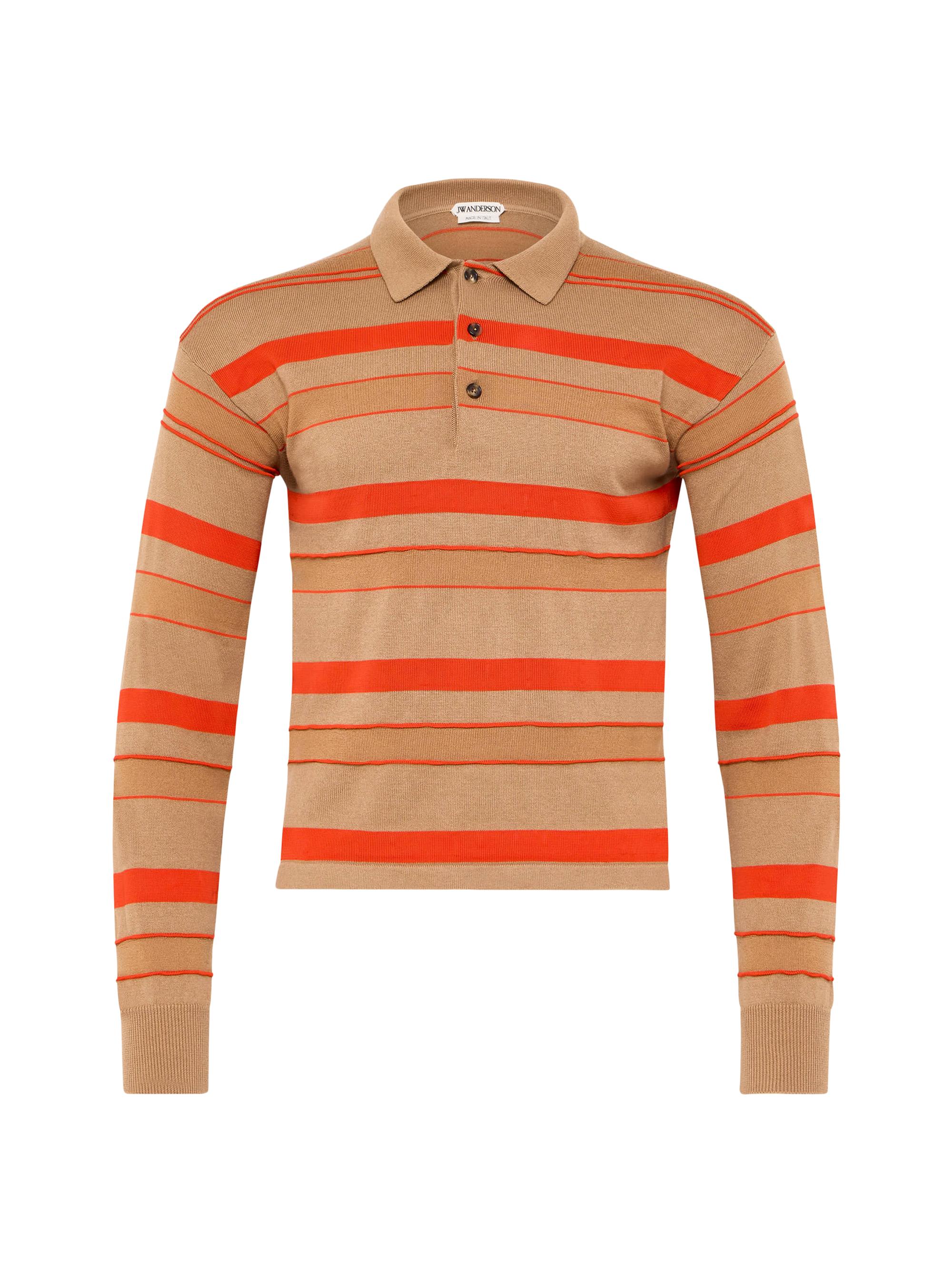 JW Anderson Men's Knit Rugby Striped Polo Shirt - Biscuit