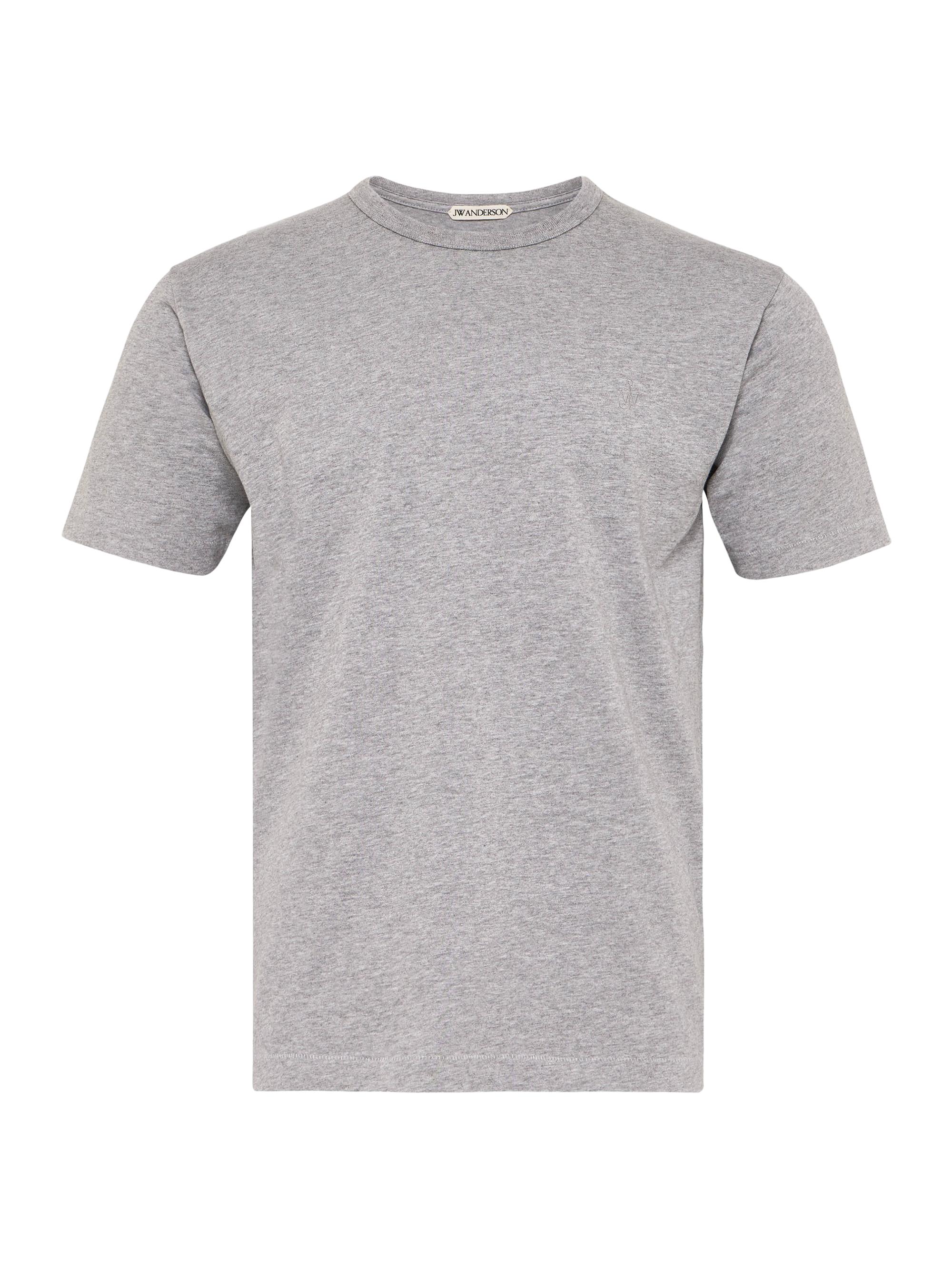 JW Anderson Men's Anchor-Embroidered Cotton Jersey T-Shirt - Grey Melange