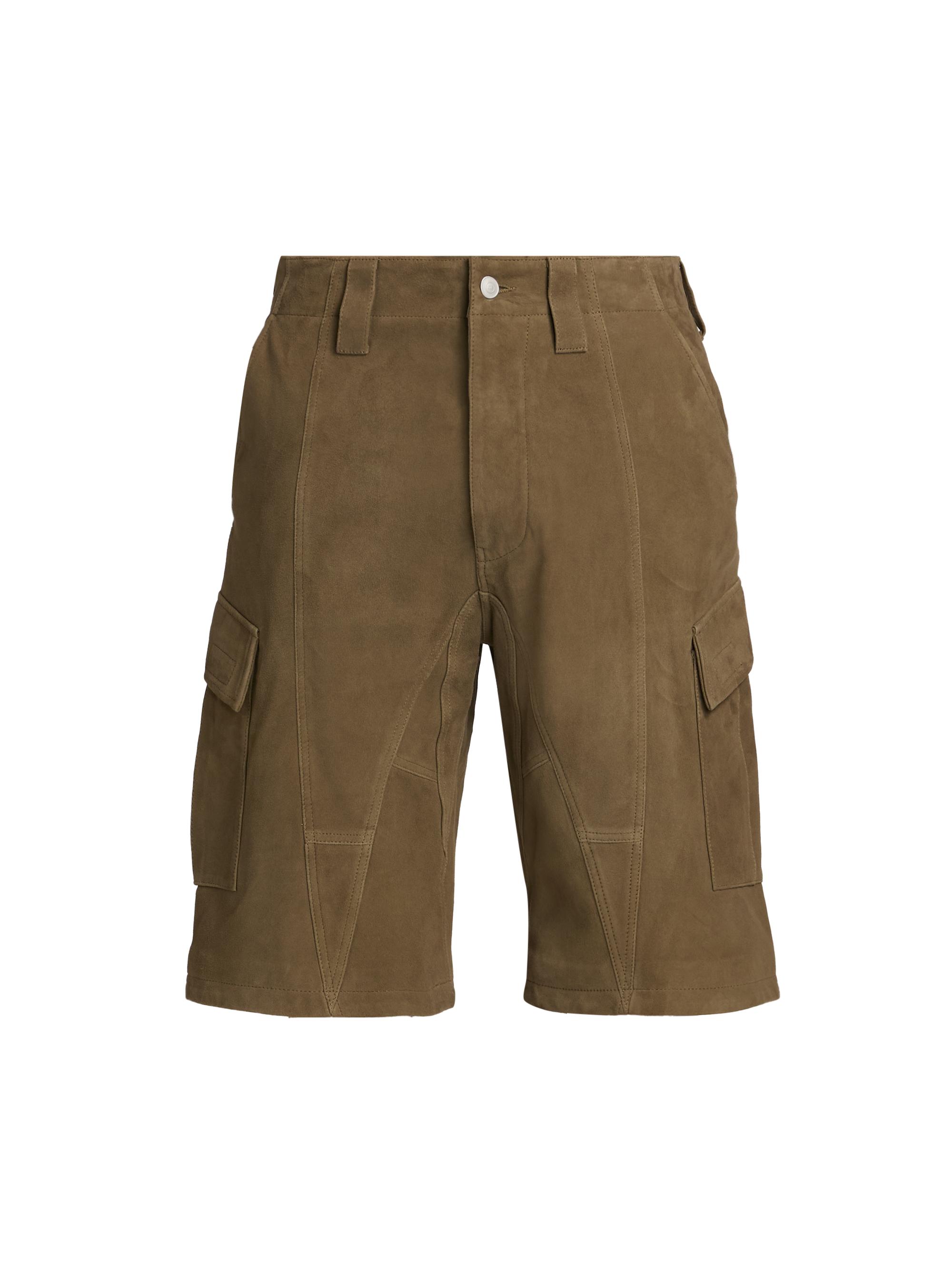 EZR Men's Suede Baggy Cargo Shorts - Sage Suede