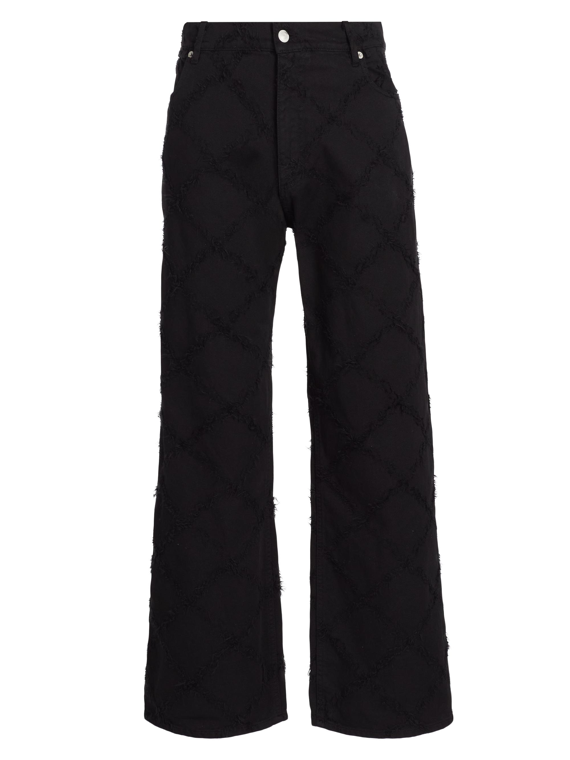 EZR Men's Crisscross Baggy Straight-Leg Jeans - Black