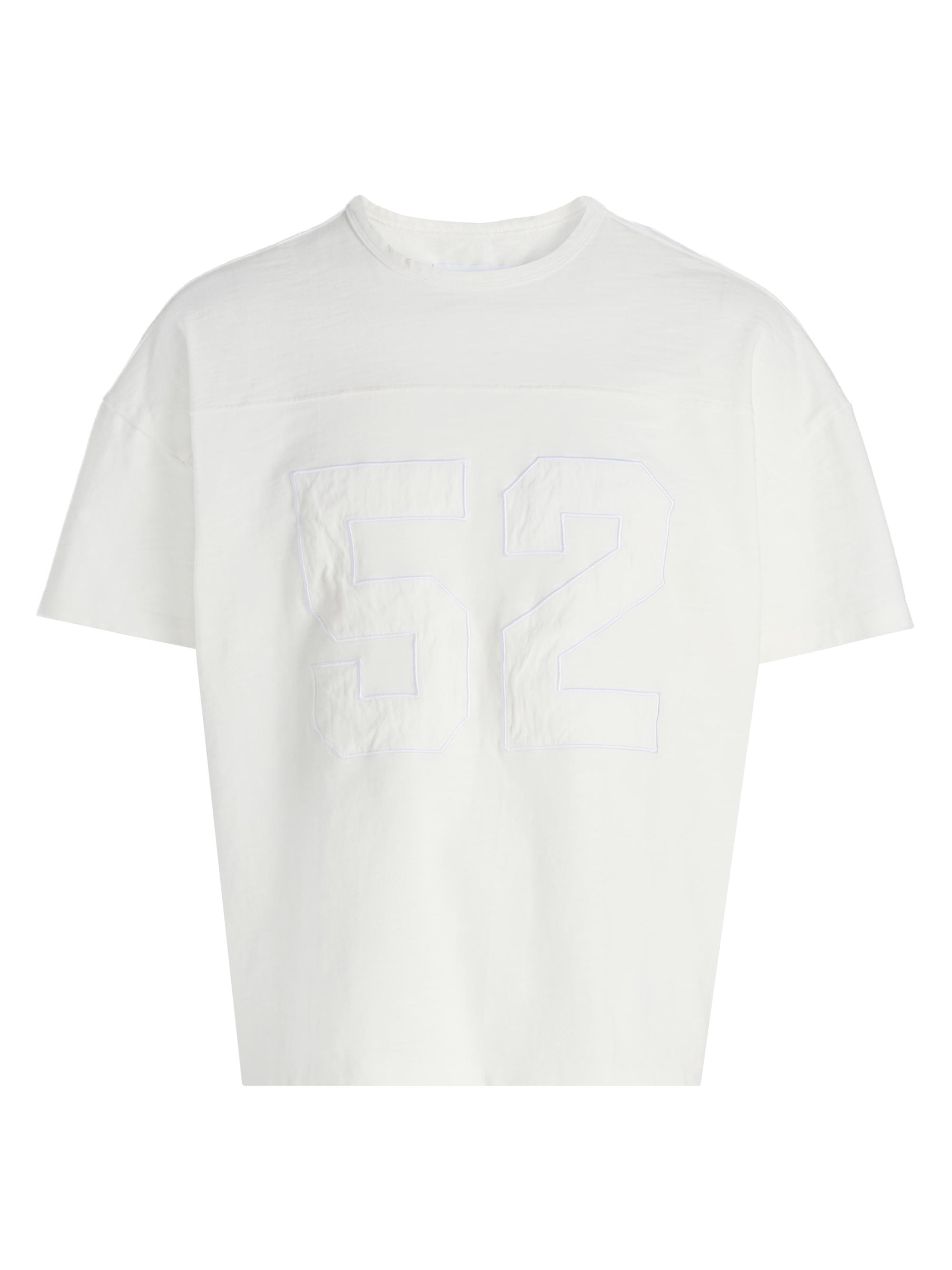 EZR Men's Appliqué Cotton Boxy T-Shirt - White Destroyed