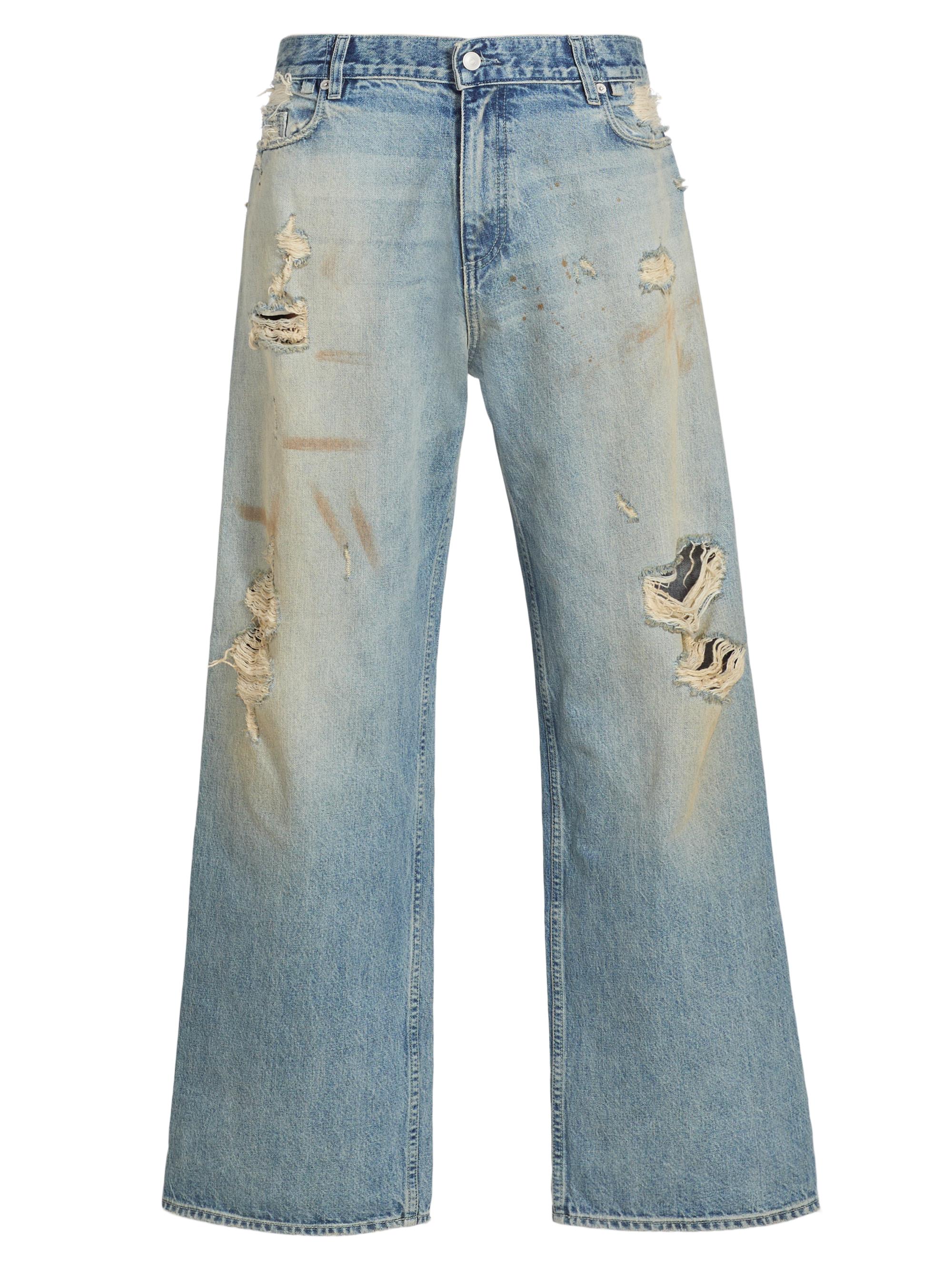 EZR Men's Oil Spill Baggy Straight-Leg Jeans - Oil Spill Blue