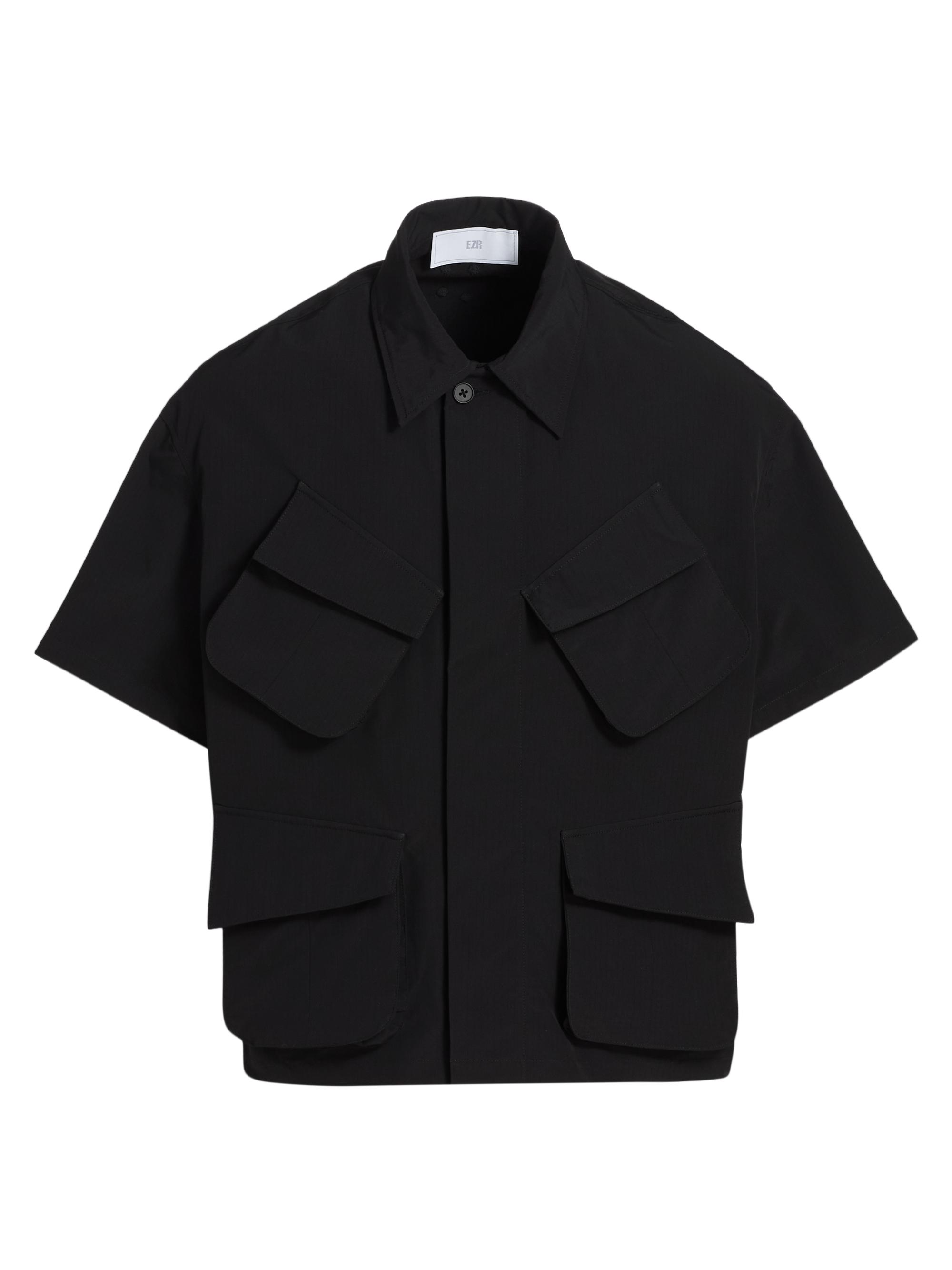 EZR Men's Nylon Ripstop Pocket Shirt - Black