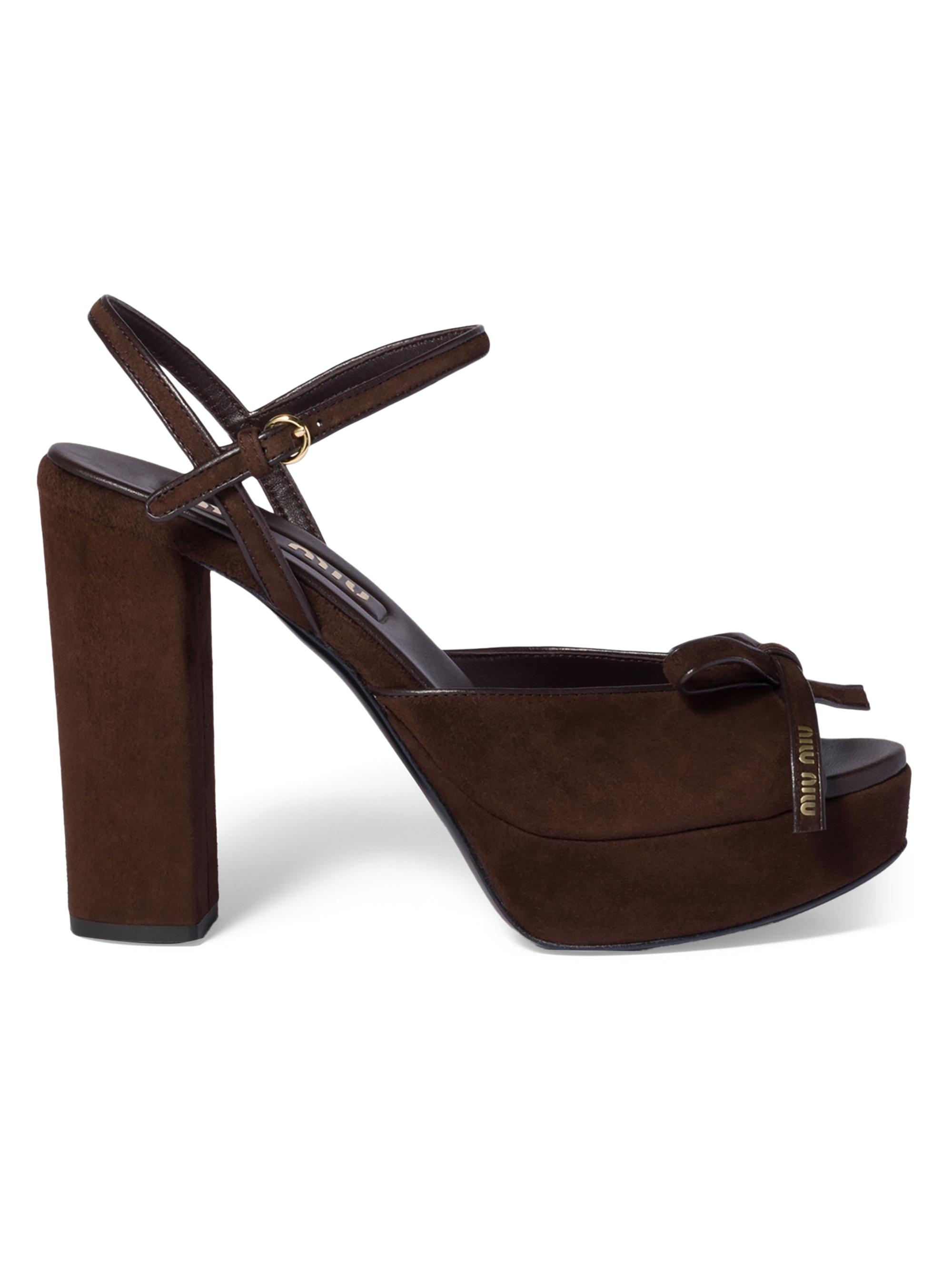 Miu Miu Women's Suede Platform Sandals - Brown