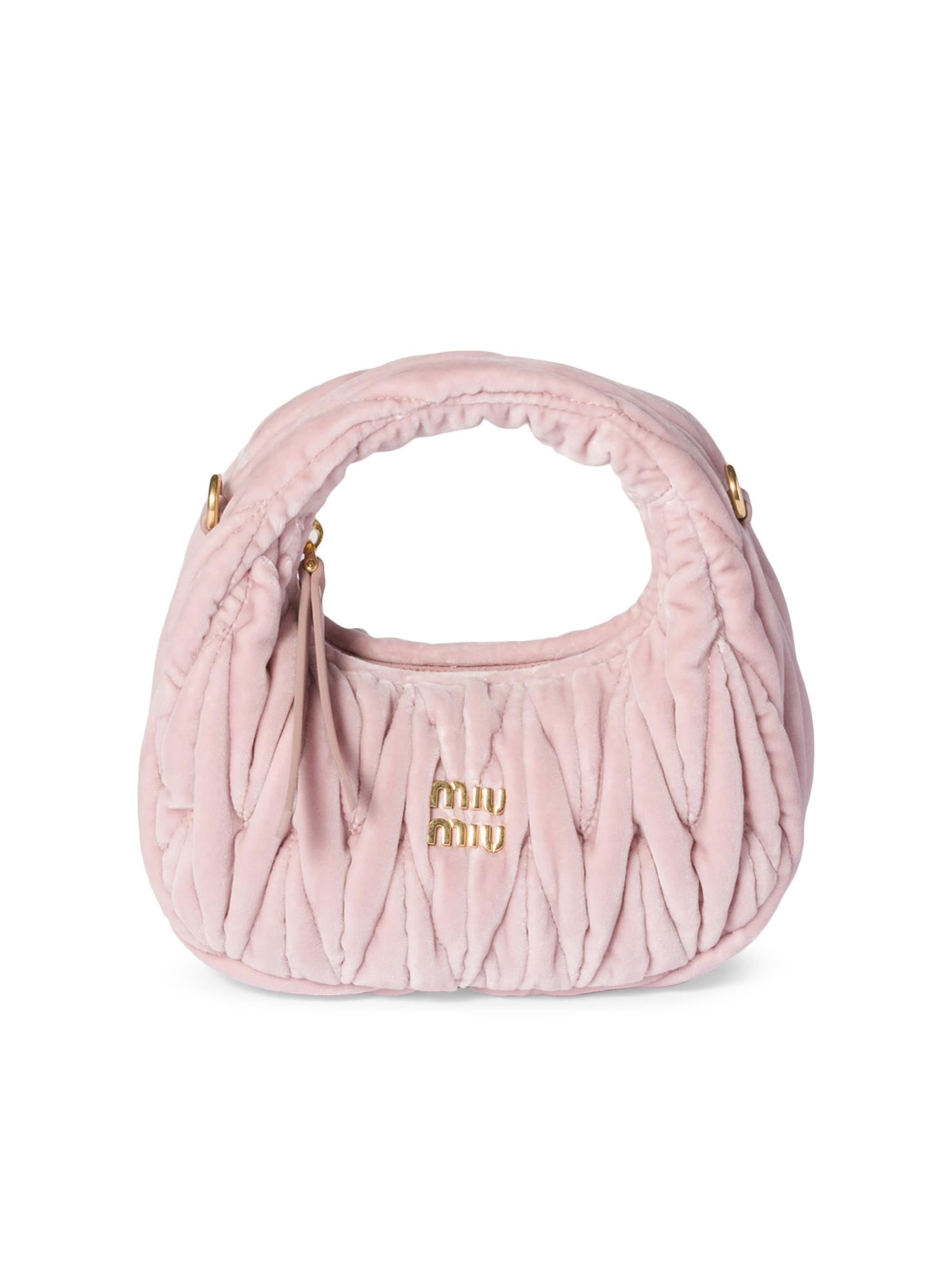 Miu Miu Women's Wander Matelassé Velvet Mini Top Handle Bag - Pink