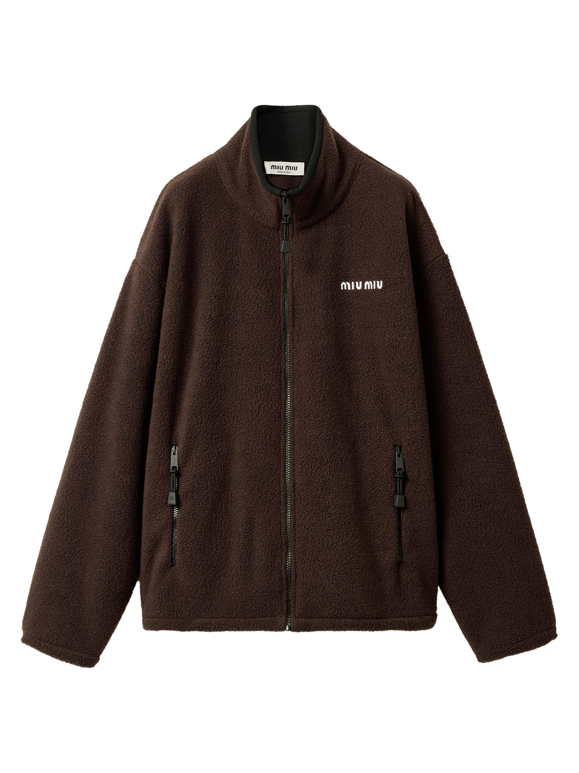 Miu Miu Checked Teddy Zipper Jacket | Saks Fifth Avenue