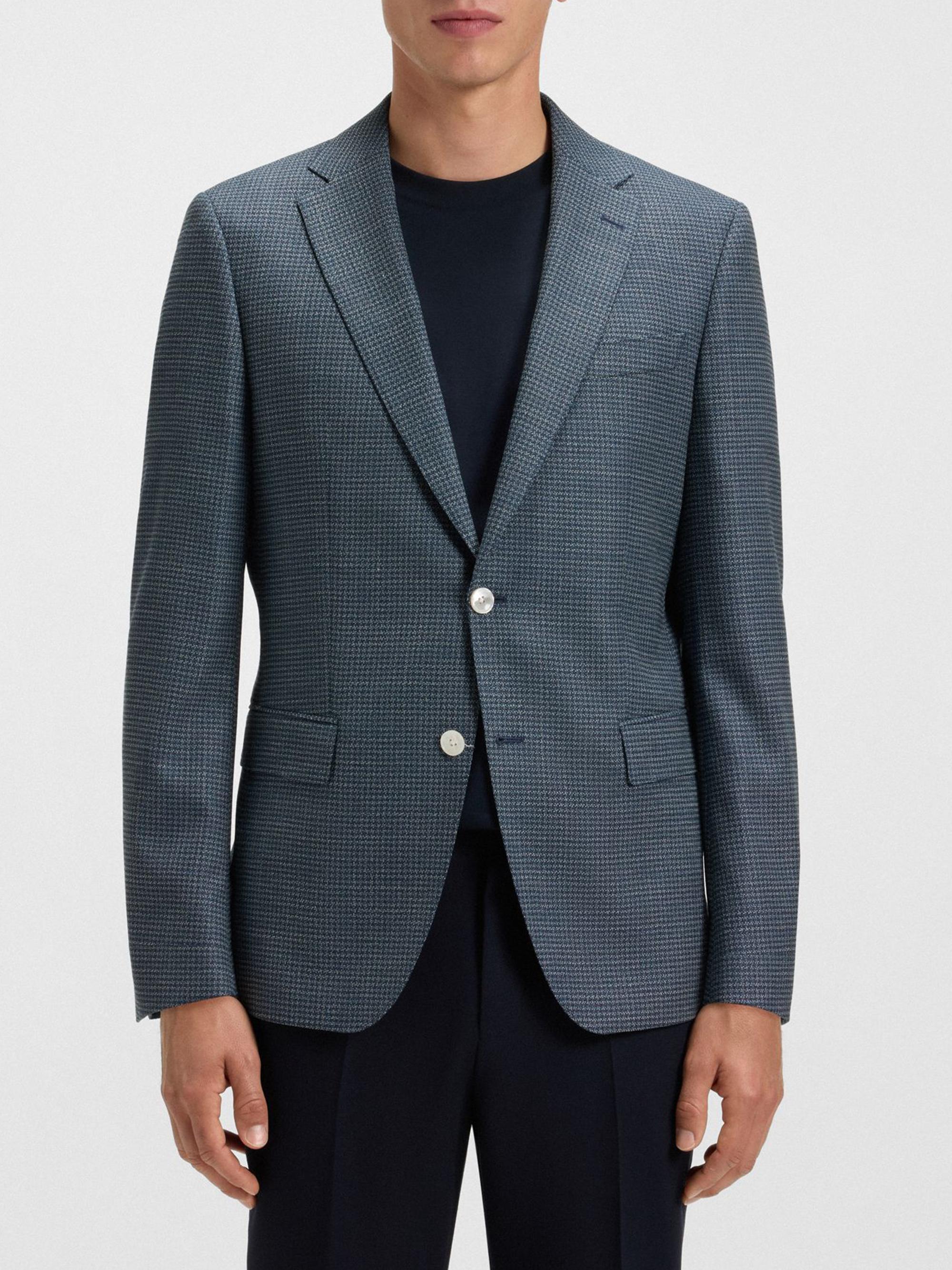 BOSS Men's Crease-Resistant Jacket in a Wool Blend - Dark Blue