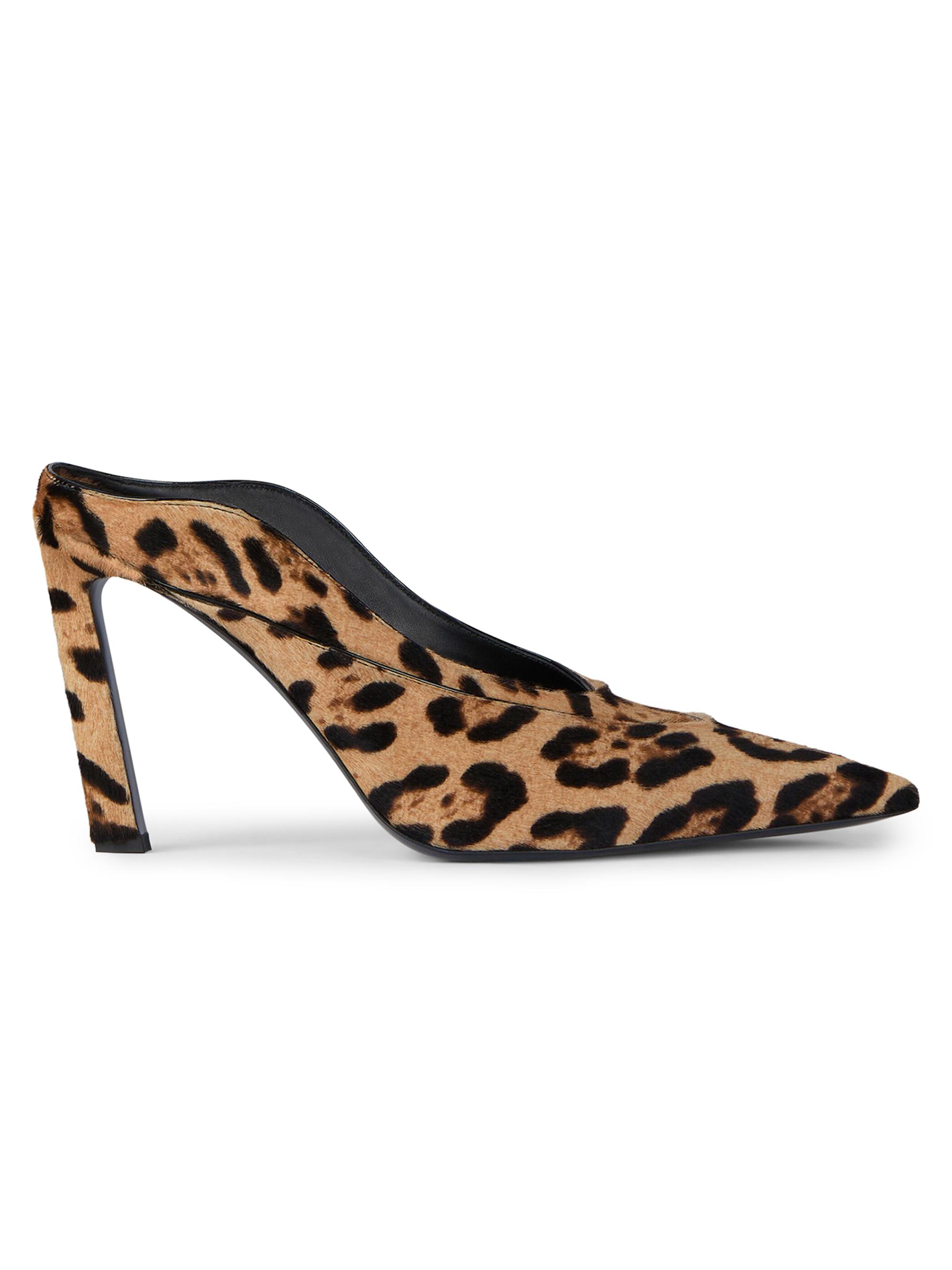 Givenchy Women's Spiky Heeled Mule Sandals in Pony Effect Leather with Leopard Pattern - Black Beige