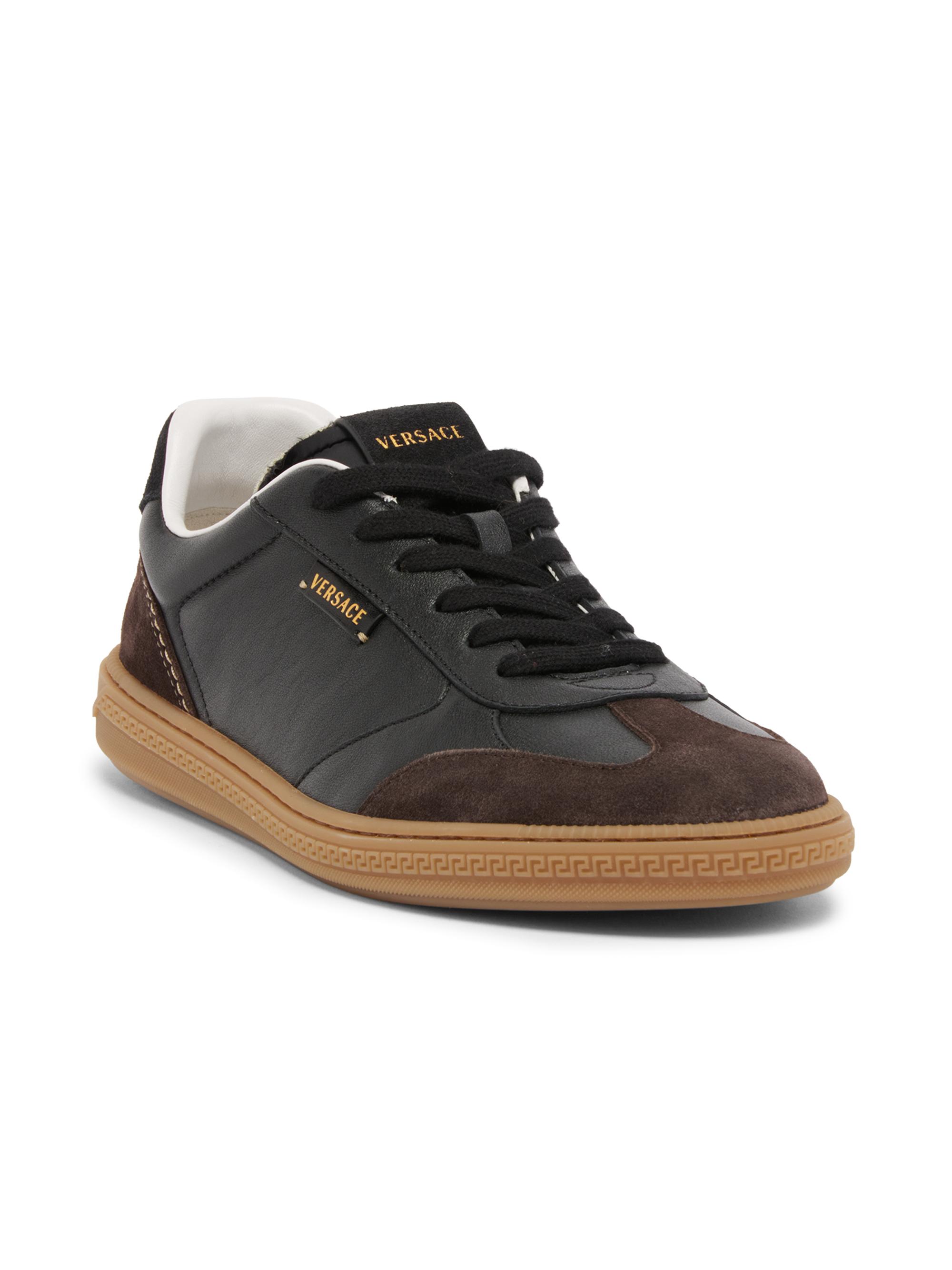 Versace Men's Leather & Suede Low-Top Sneakers - Moka Nero | Thumbnail 2