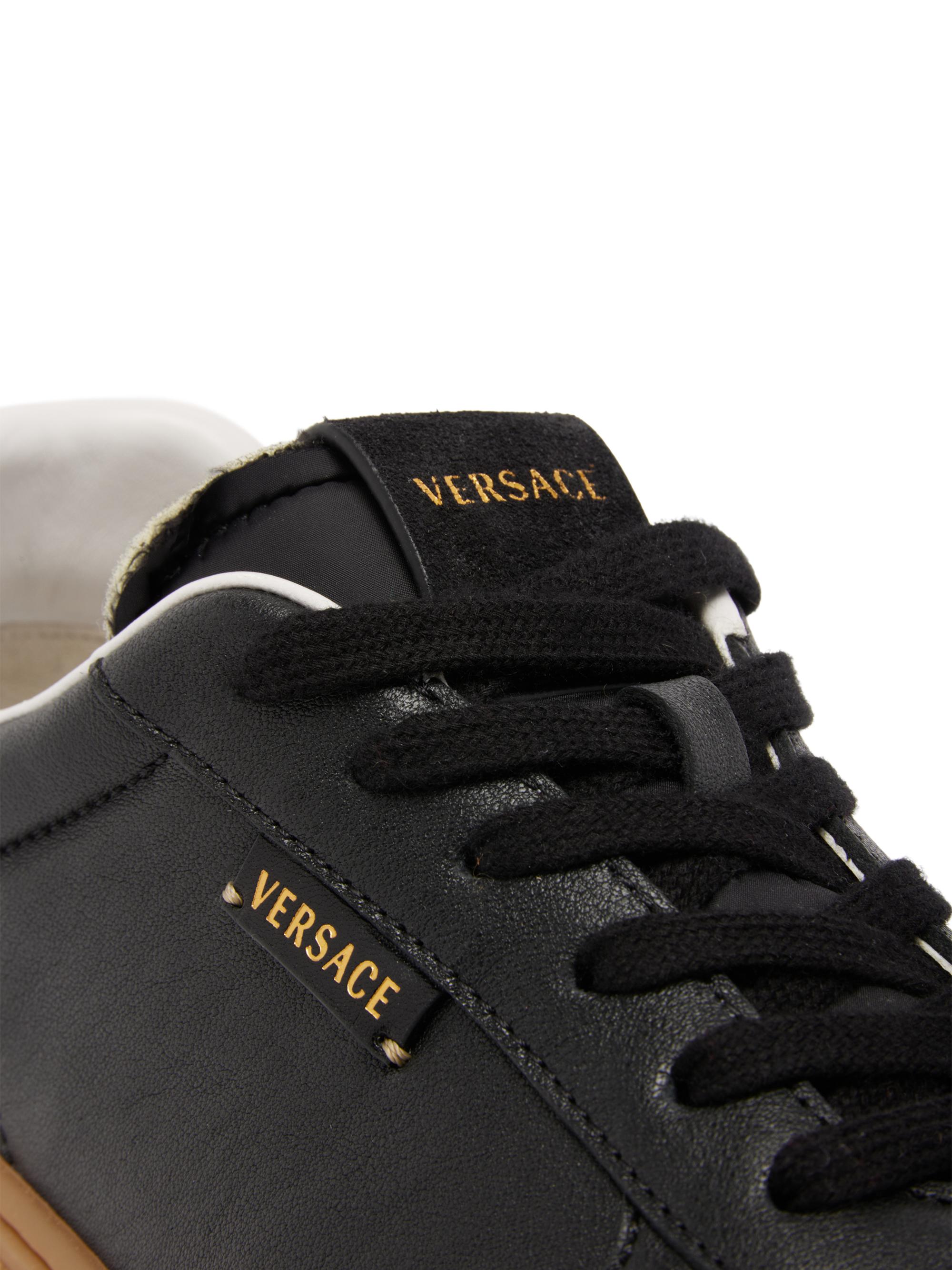 Versace Men's Leather & Suede Low-Top Sneakers - Moka Nero | Thumbnail 6