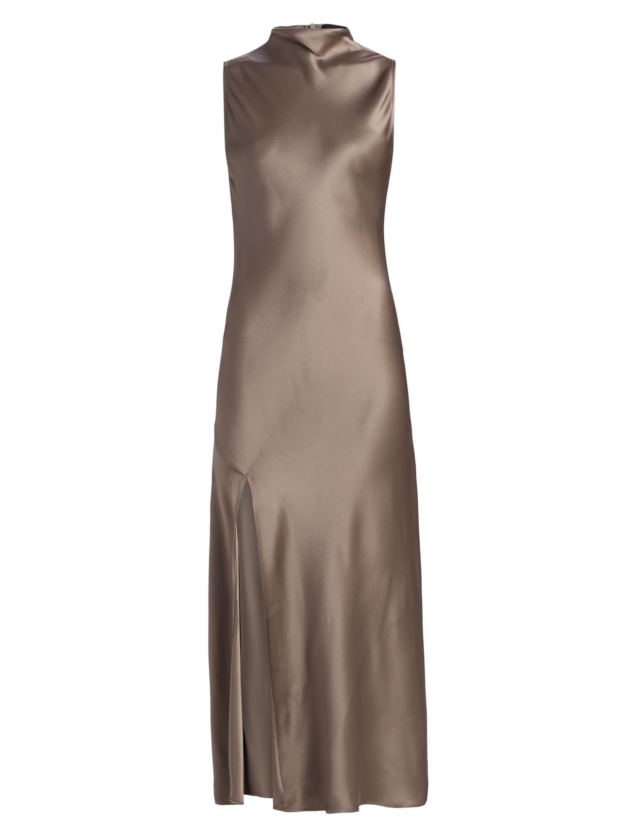 LaPointe Women's Mock Turtleneck Satin A-Line Maxi Dress - Cinder