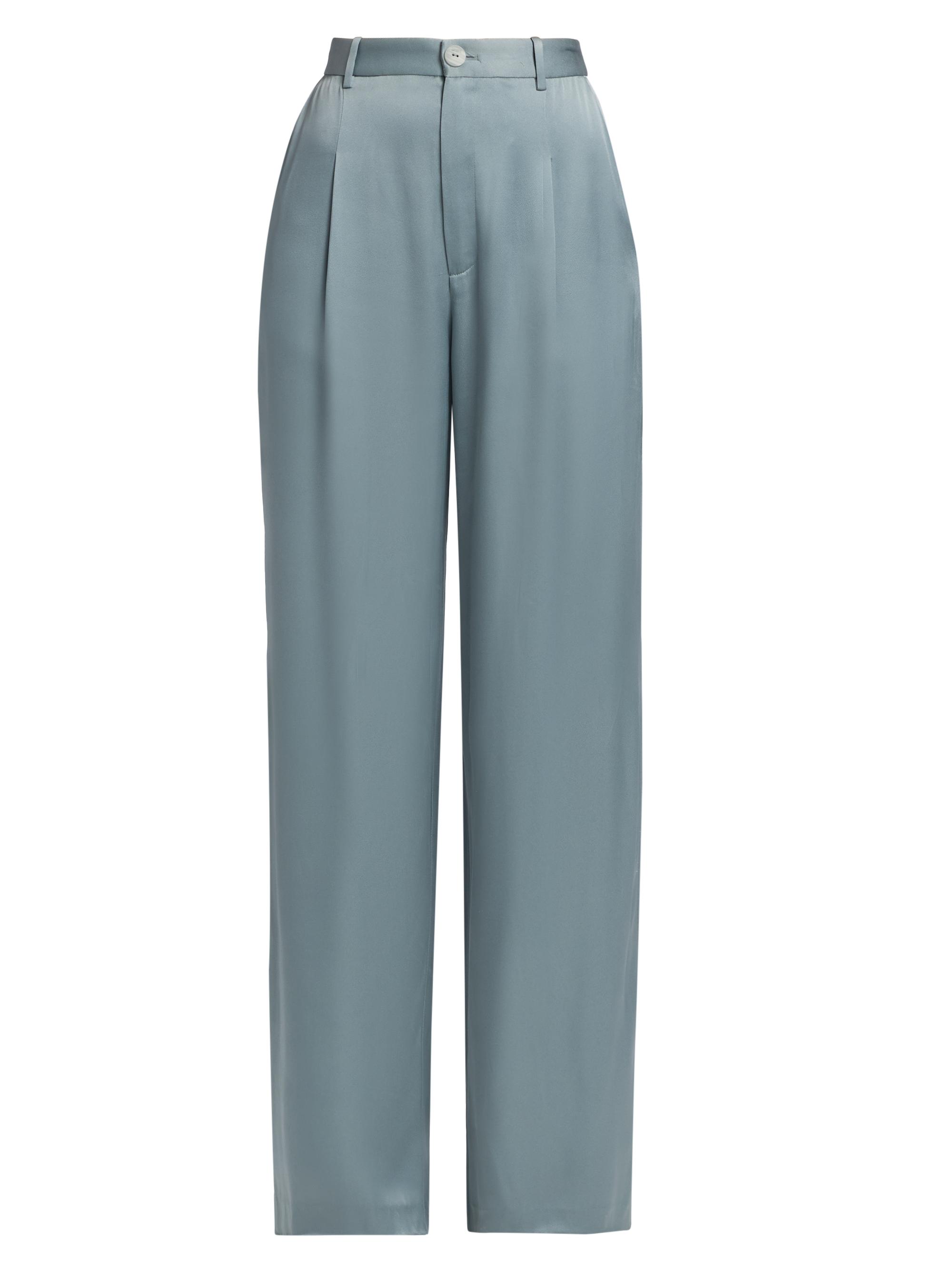 LaPointe Women's Pleated Satin Relaxed-Fit Pants - Light Slate