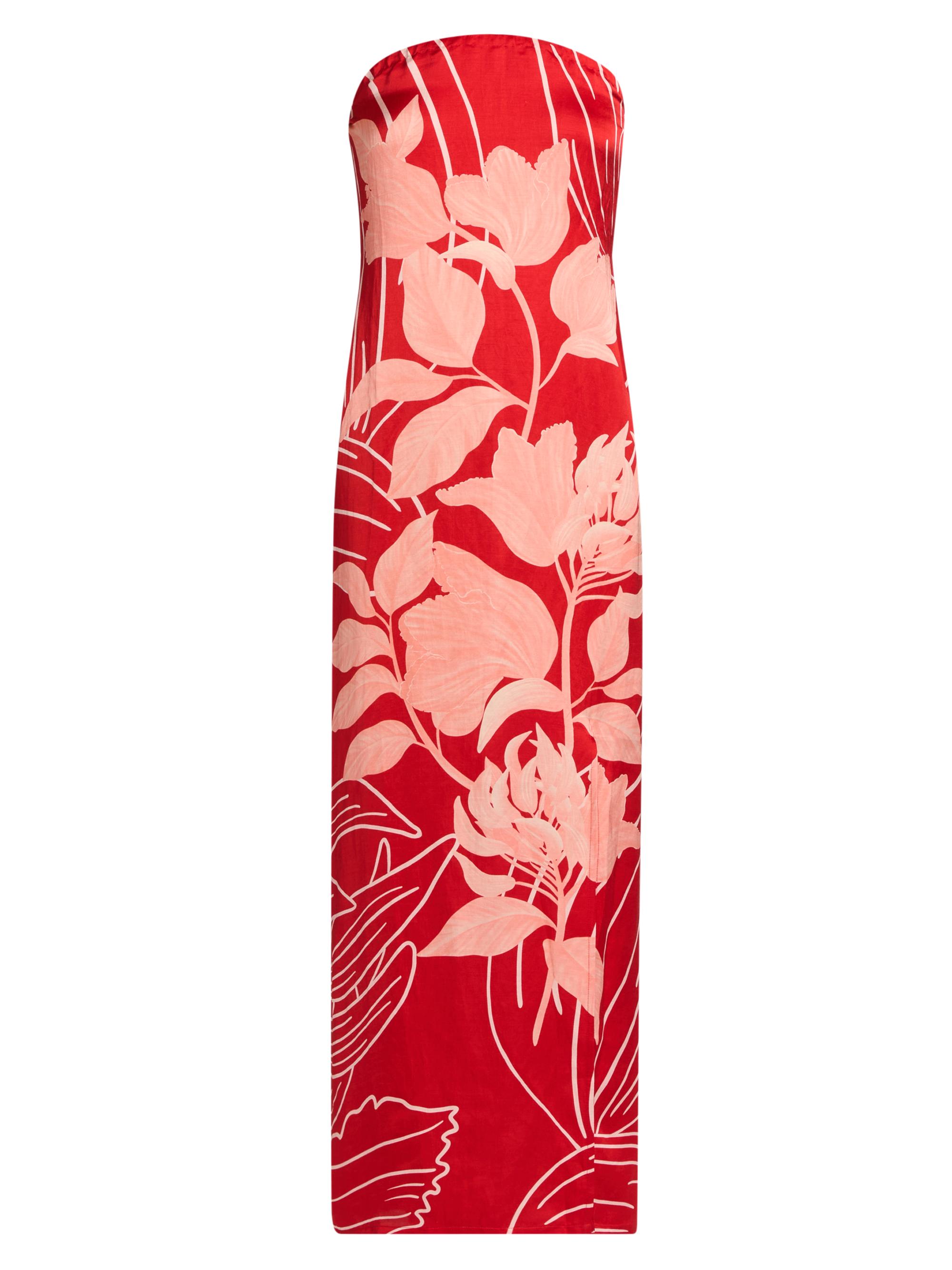 Verandah Women's Pushpanjali Tulip Linen-Blend Strapless Gown - Blush And Red Mono Wild Tulip