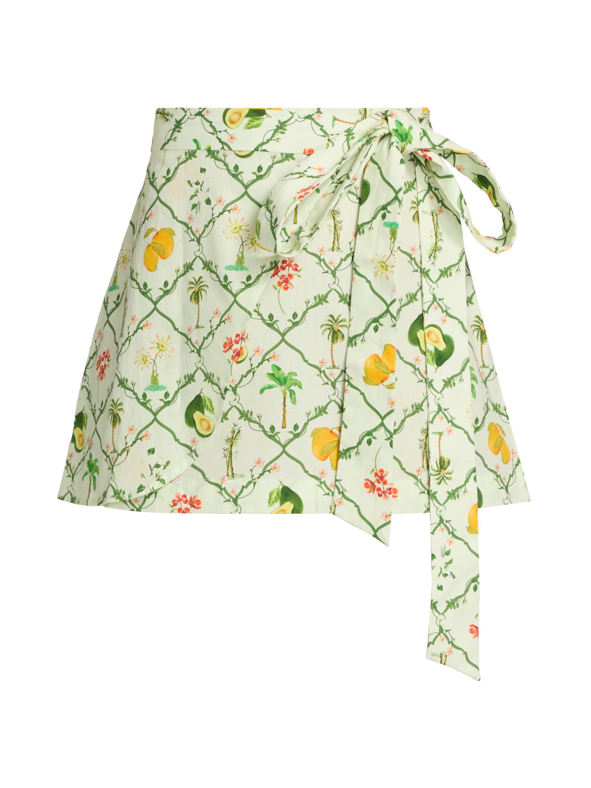 Verandah Women's Pushpanjali Botanical Cotton Wrap Miniskirt -  Multi Checks