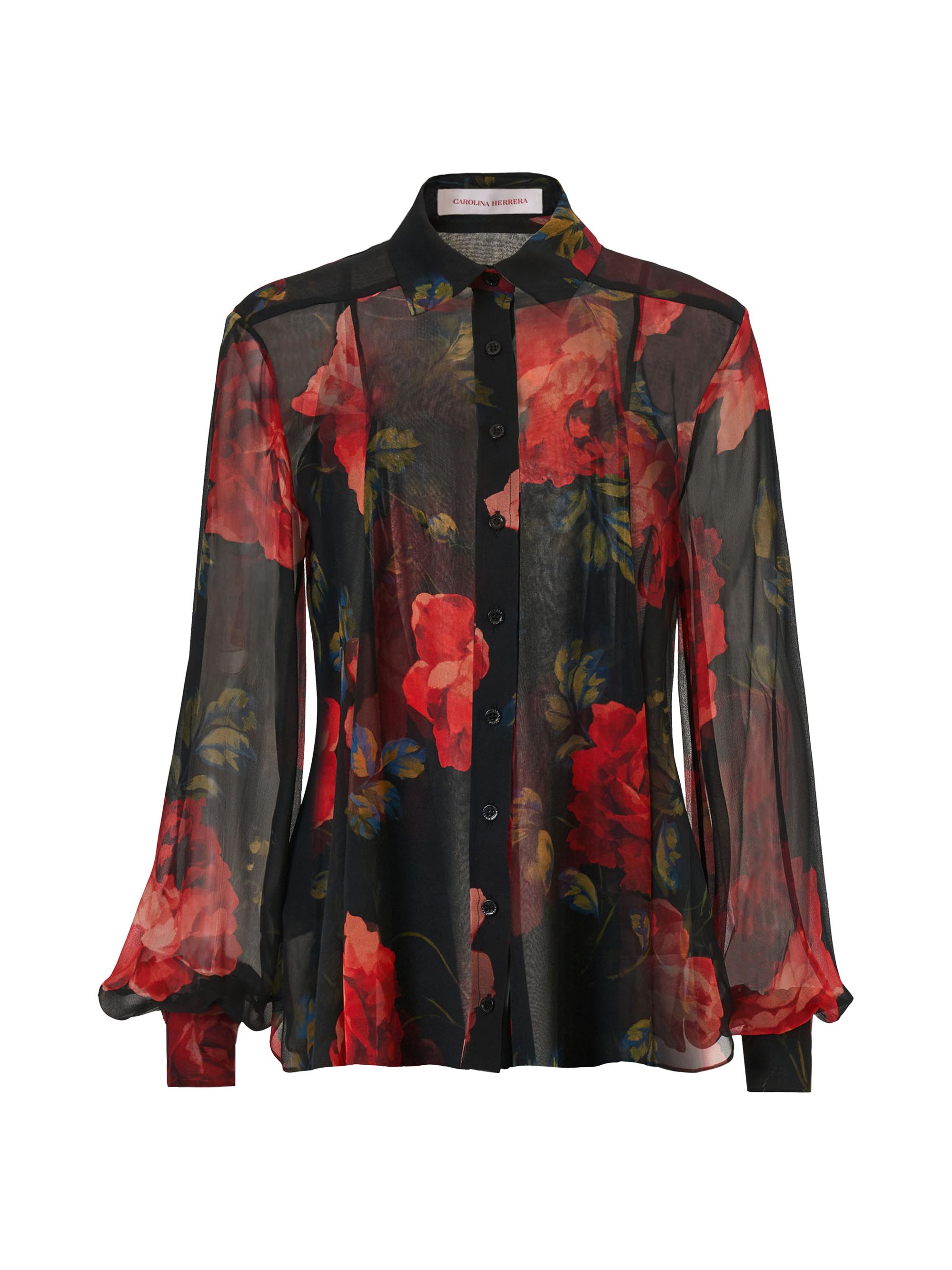 Carolina Herrera Women's Isabella Floral Silk Blouse - Black Multi