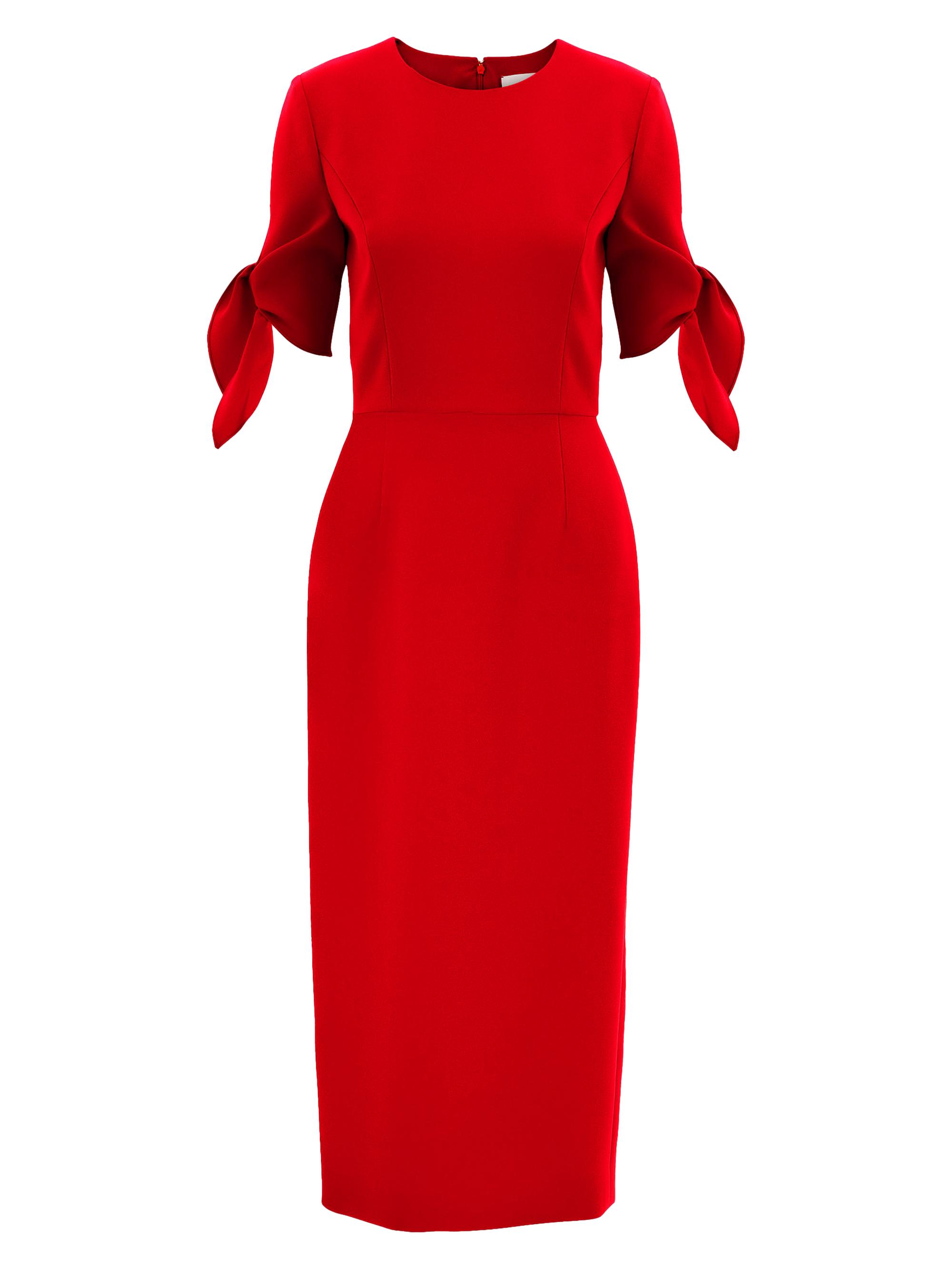 Carolina Herrera Women's Tie Elbow-Sleeve Cocktail Dress - Herrera Red