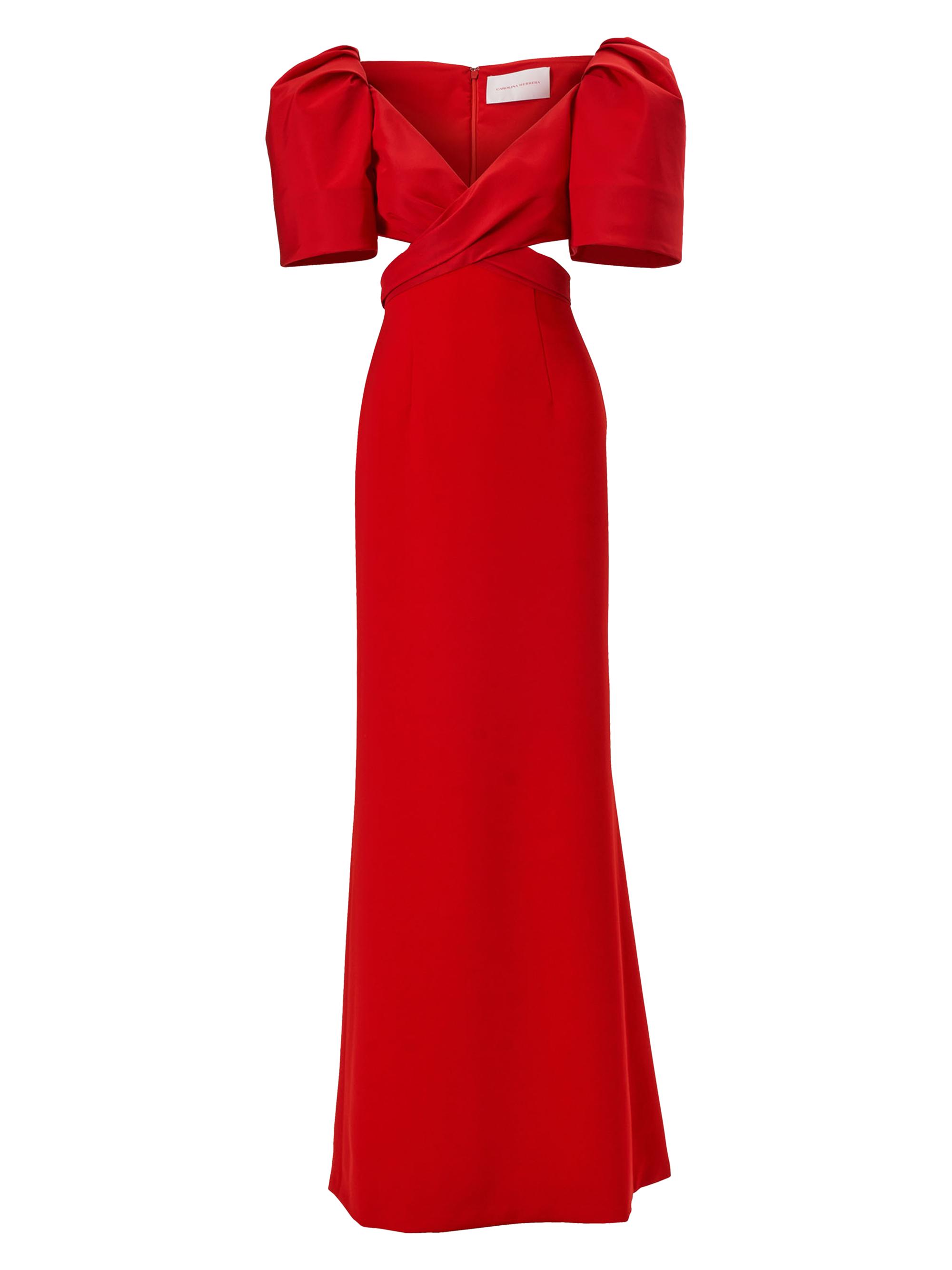Carolina Herrera Women's Twist Cut-Out Puff-Sleeve Gown - Herrera Red