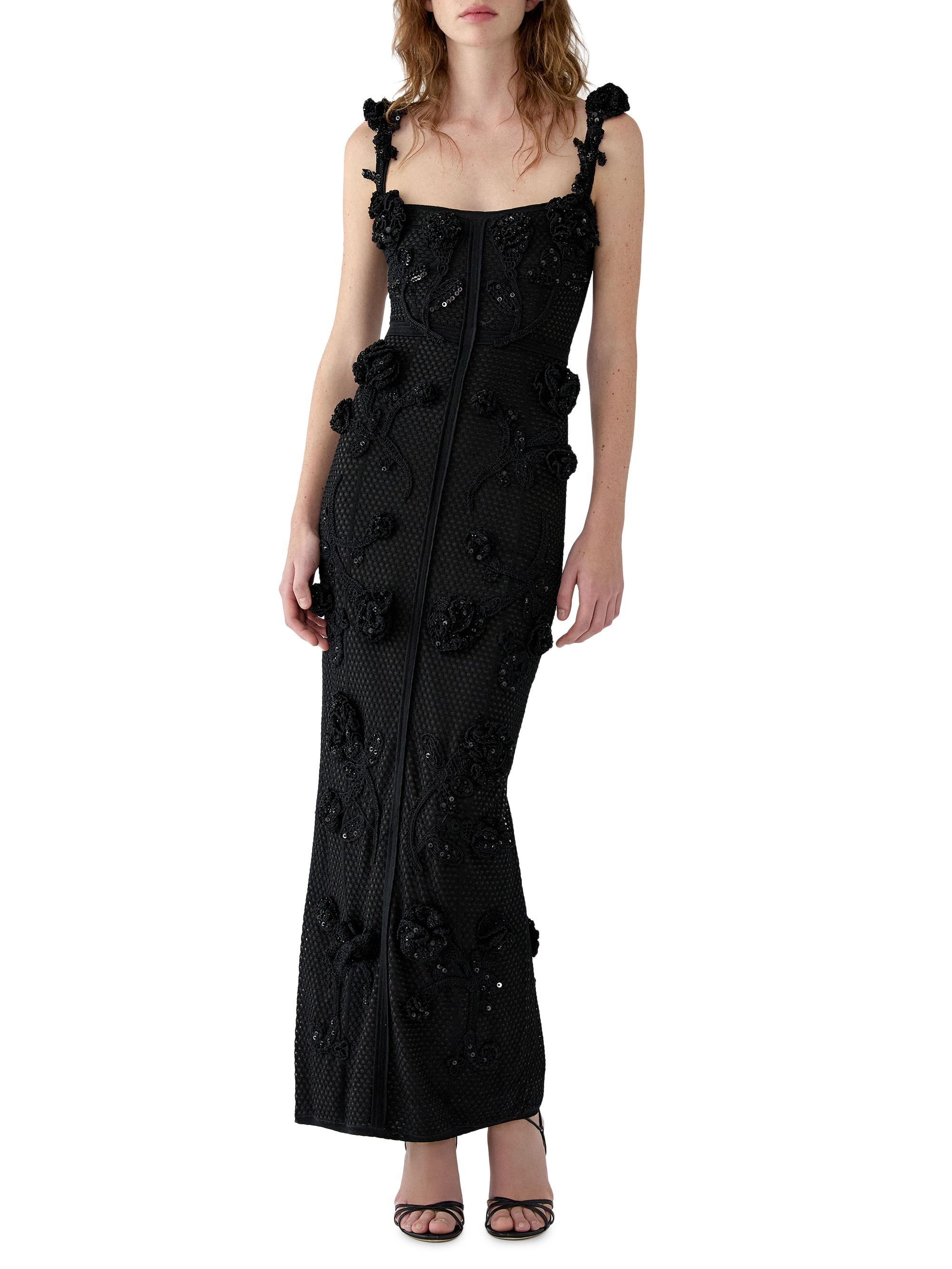 Carolina Herrera Women's Floral Crochet Cocktail Dress - Black