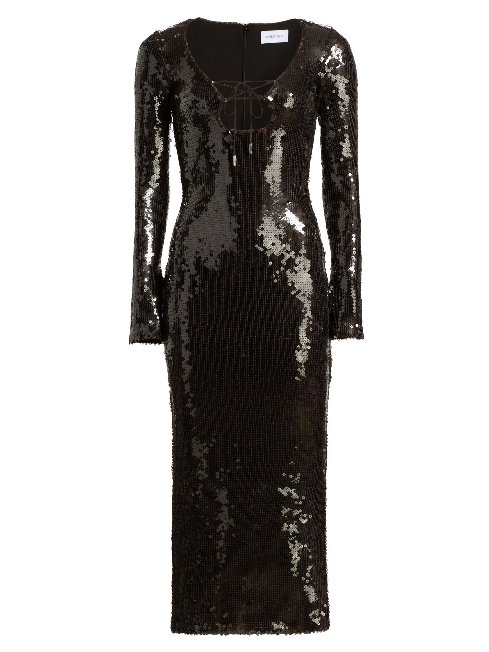 16Arlington Women's Solaria High-Shine Sequin Midi-Dress - Nocciola