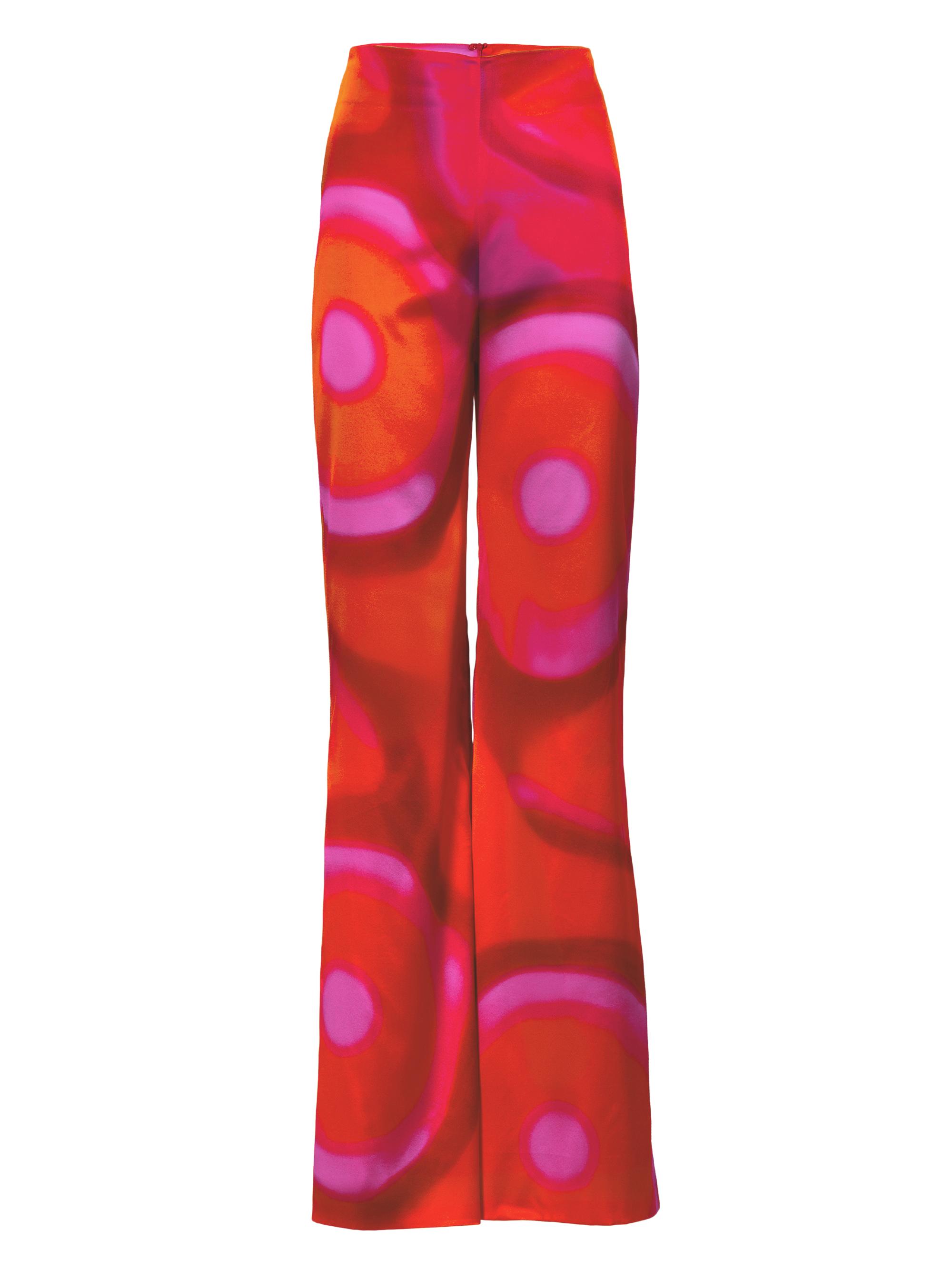 Silvia Tcherassi Women's Andie Silk Abstract Pants - Orange Abstract Print