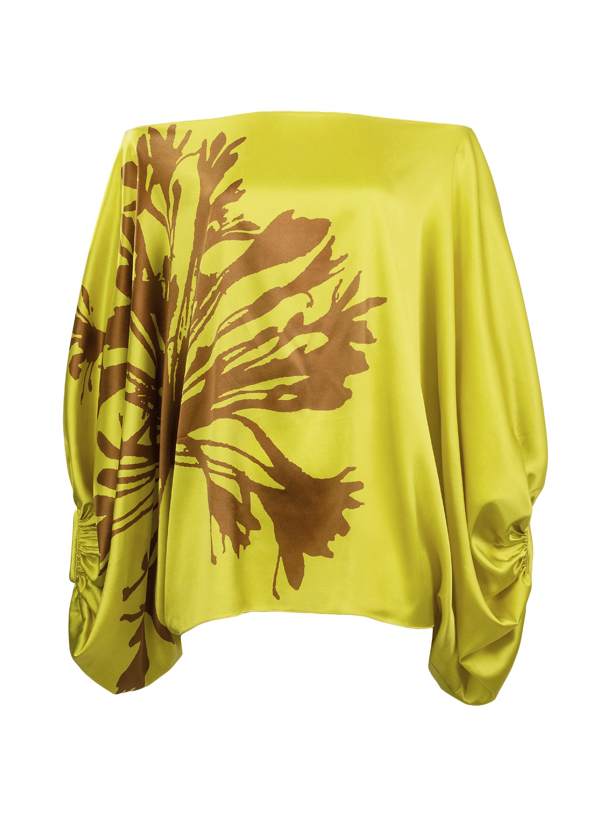 Silvia Tcherassi Women's Bellagio Floral Silk Draped Blouse - Yellow Dandelion