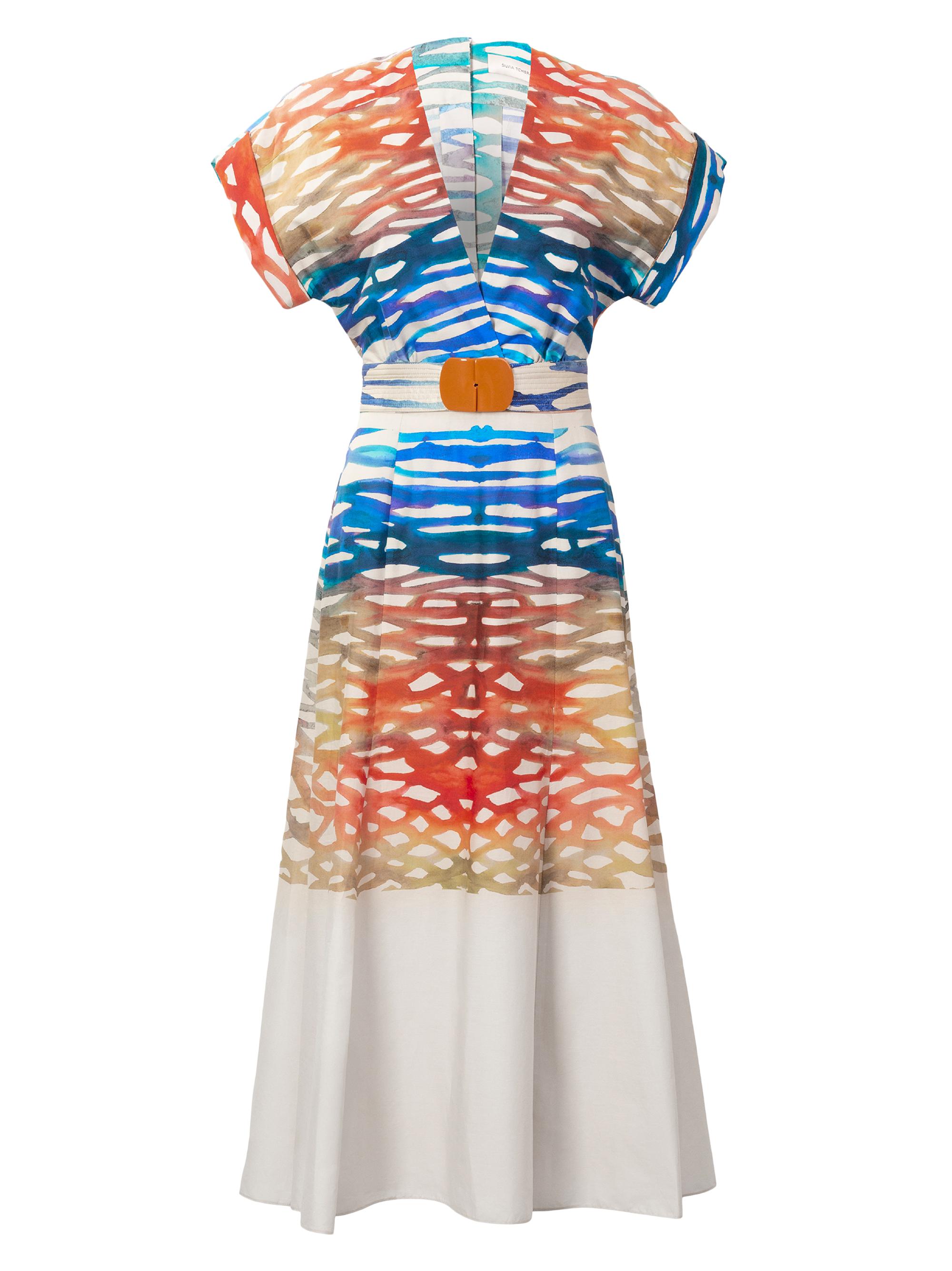 Silvia Tcherassi Women's Sakura Coral Print Cotton Midi-Dress - Coral Symphony