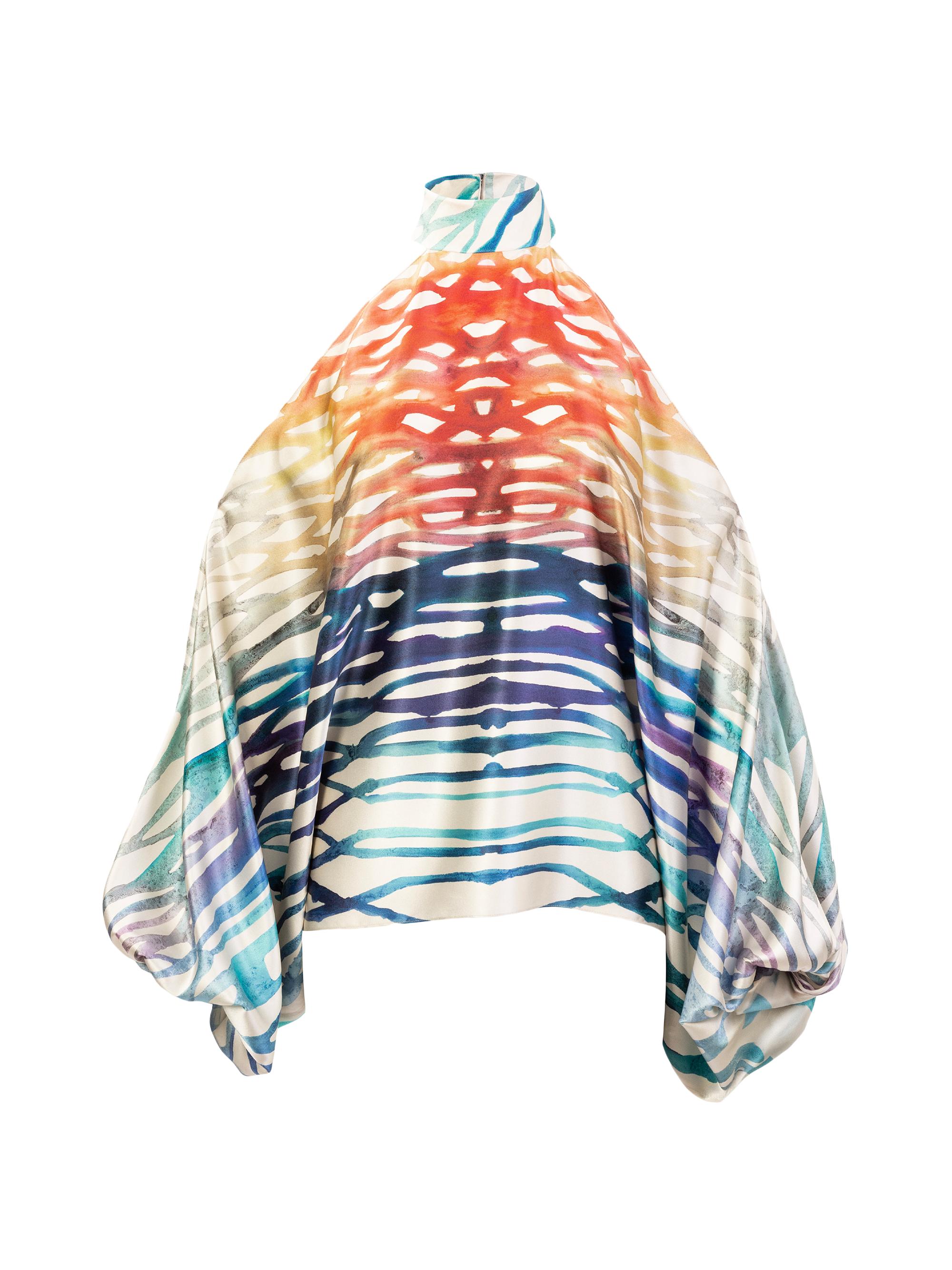 Silvia Tcherassi Women's Safira Coral Silk Cold-Shoulder Blouse - Coral Symphony