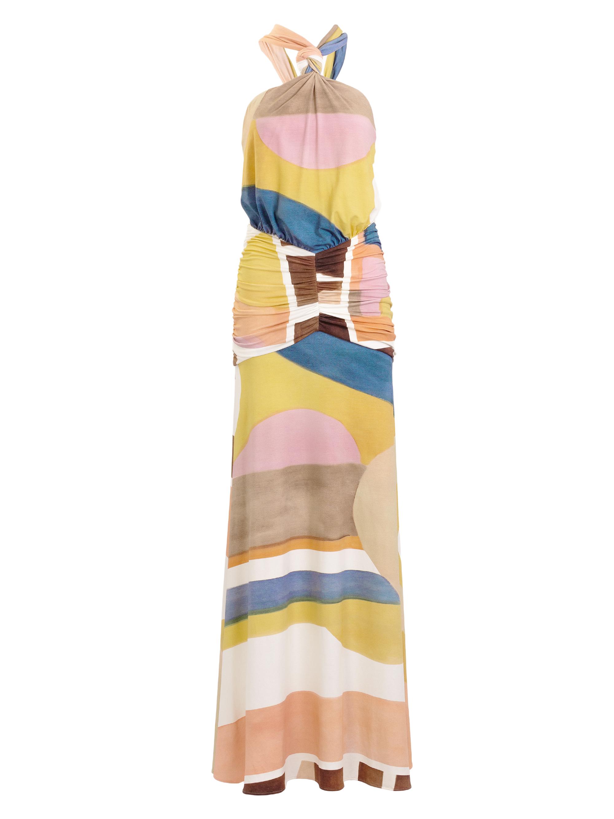 Silvia Tcherassi Women's Jedda Abstact Ruched Halter Gown - Abstract Print