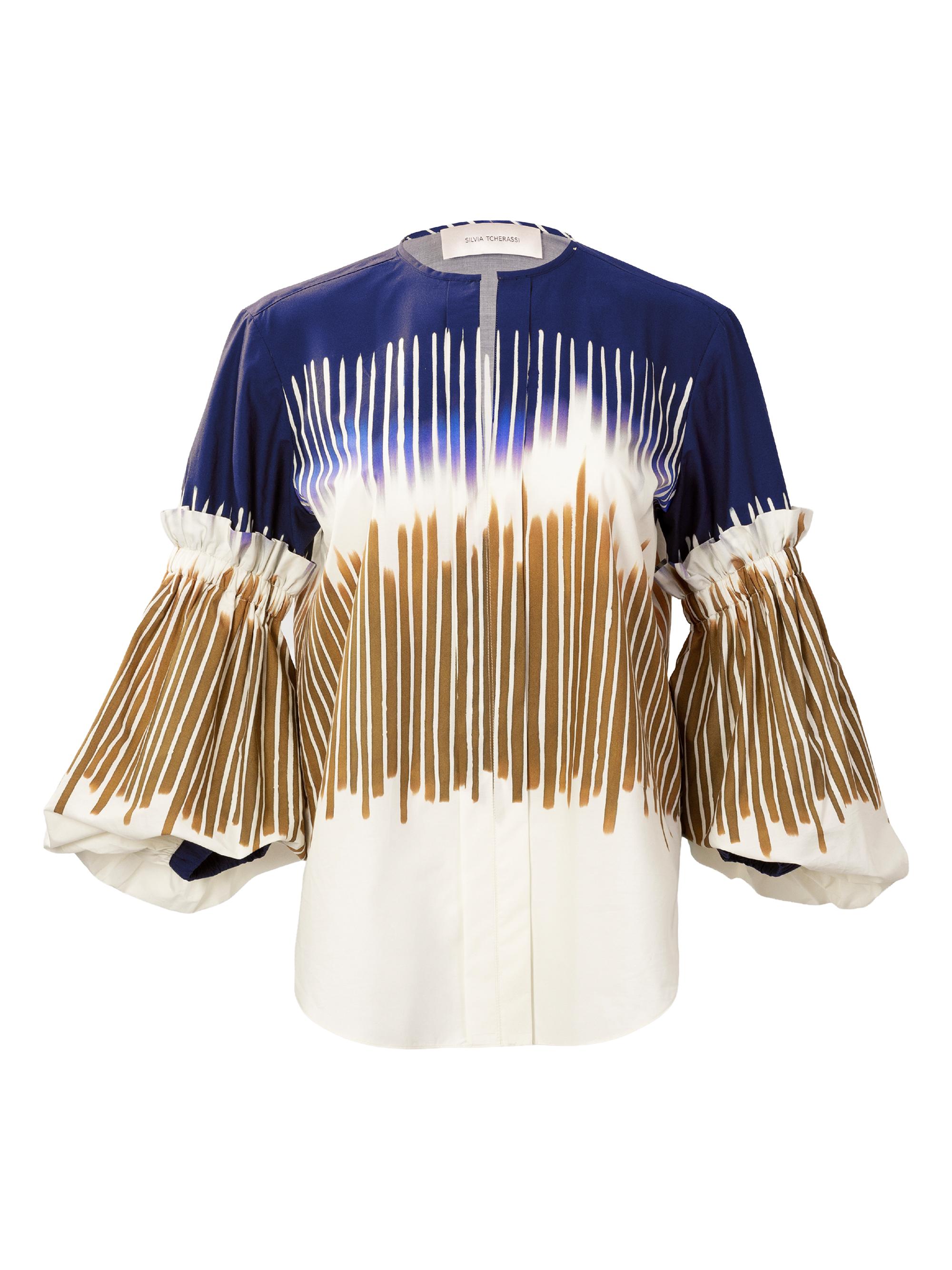 Silvia Tcherassi Women's Lucaya Dyed Cotton Blouse - Navy Mustard Abstract