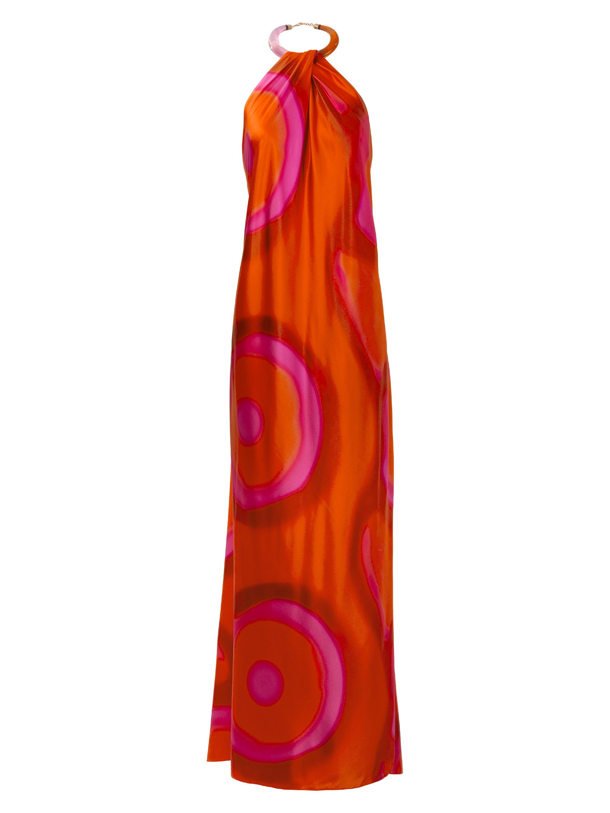 Silvia Tcherassi Women's Jesse Abstract Print Silk Gown - Orange Abstract Print