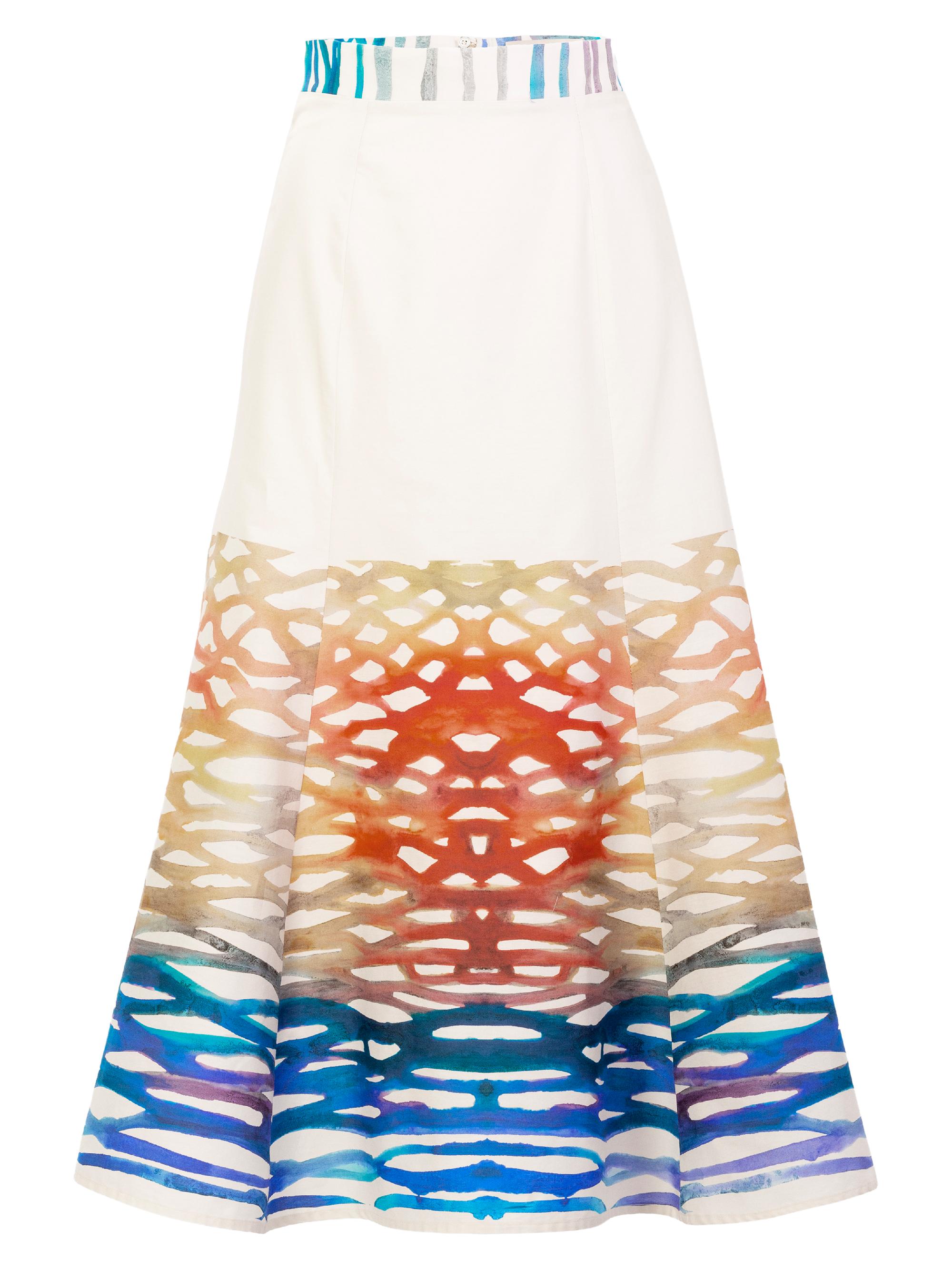 Silvia Tcherassi Women's Erin Coral Printed Cotton Midi-Skirt - Coral Symphony