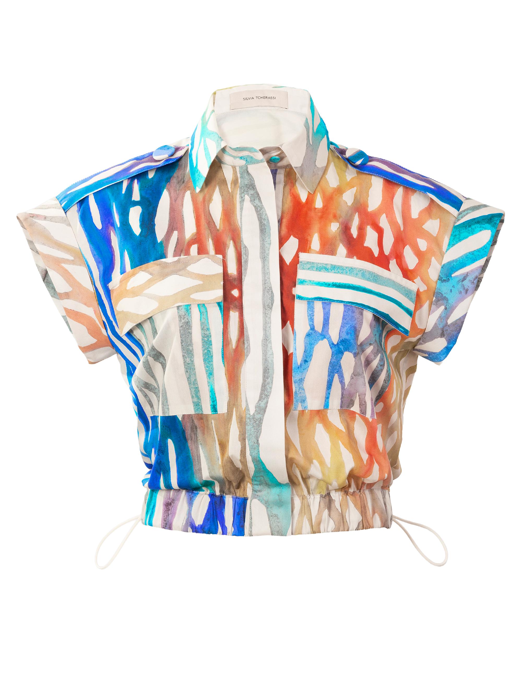 Silvia Tcherassi Women's Bara Coral Print Cotton Top - Coral Symphony