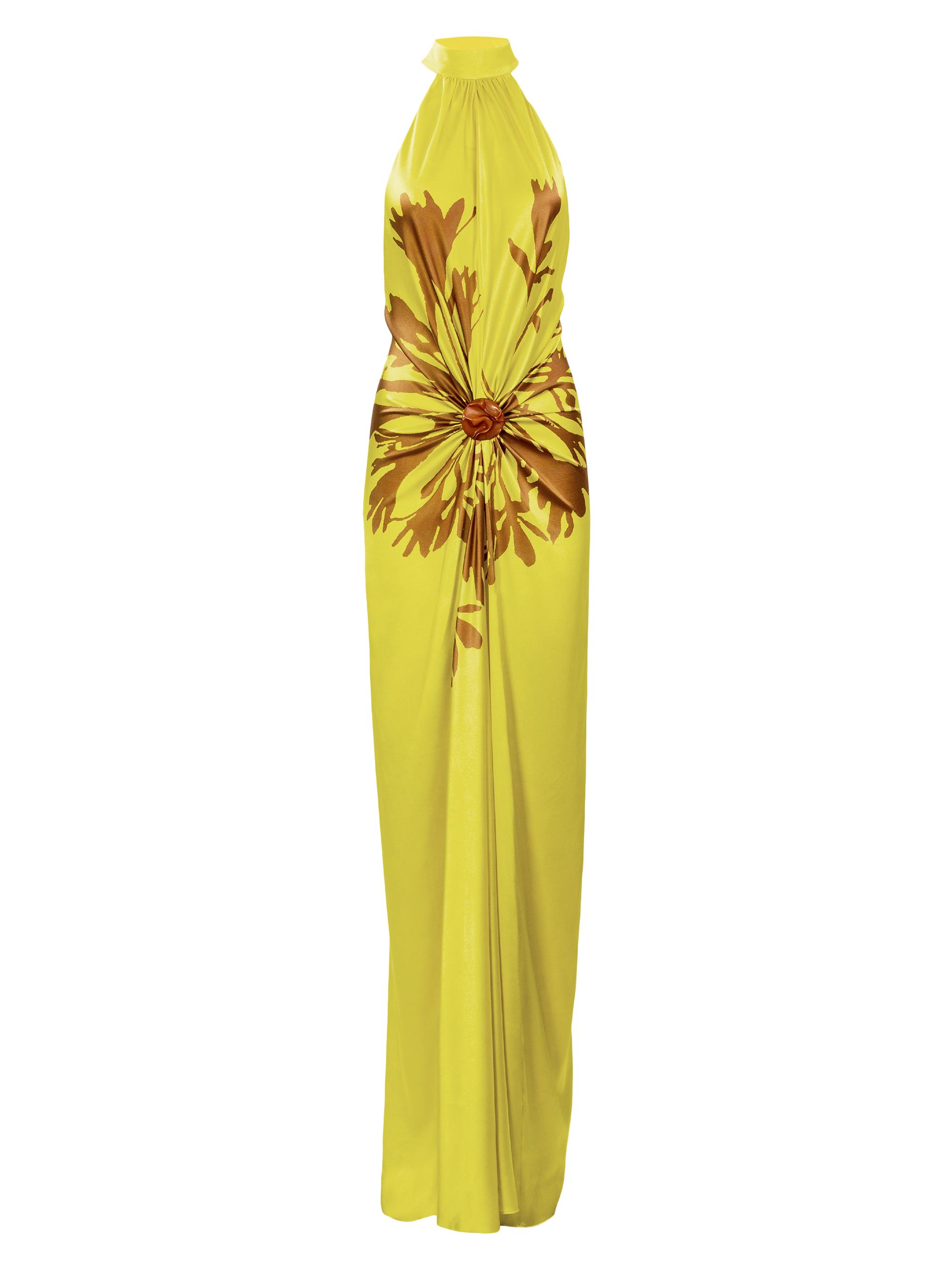 Silvia Tcherassi Women's Koori Dandelion Print Silk Gown - Yellow Dandelion