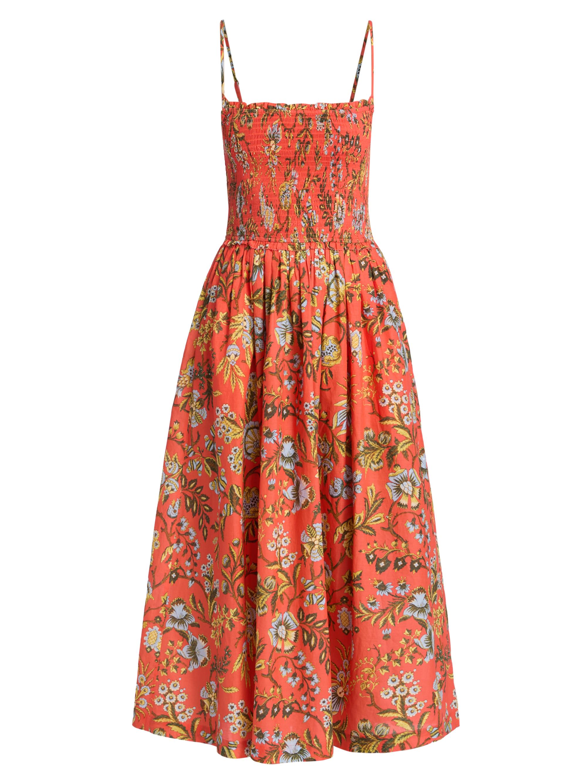 Cara Cara Women's Carmen Floral Cotton Midi-Dress - Clover Orange