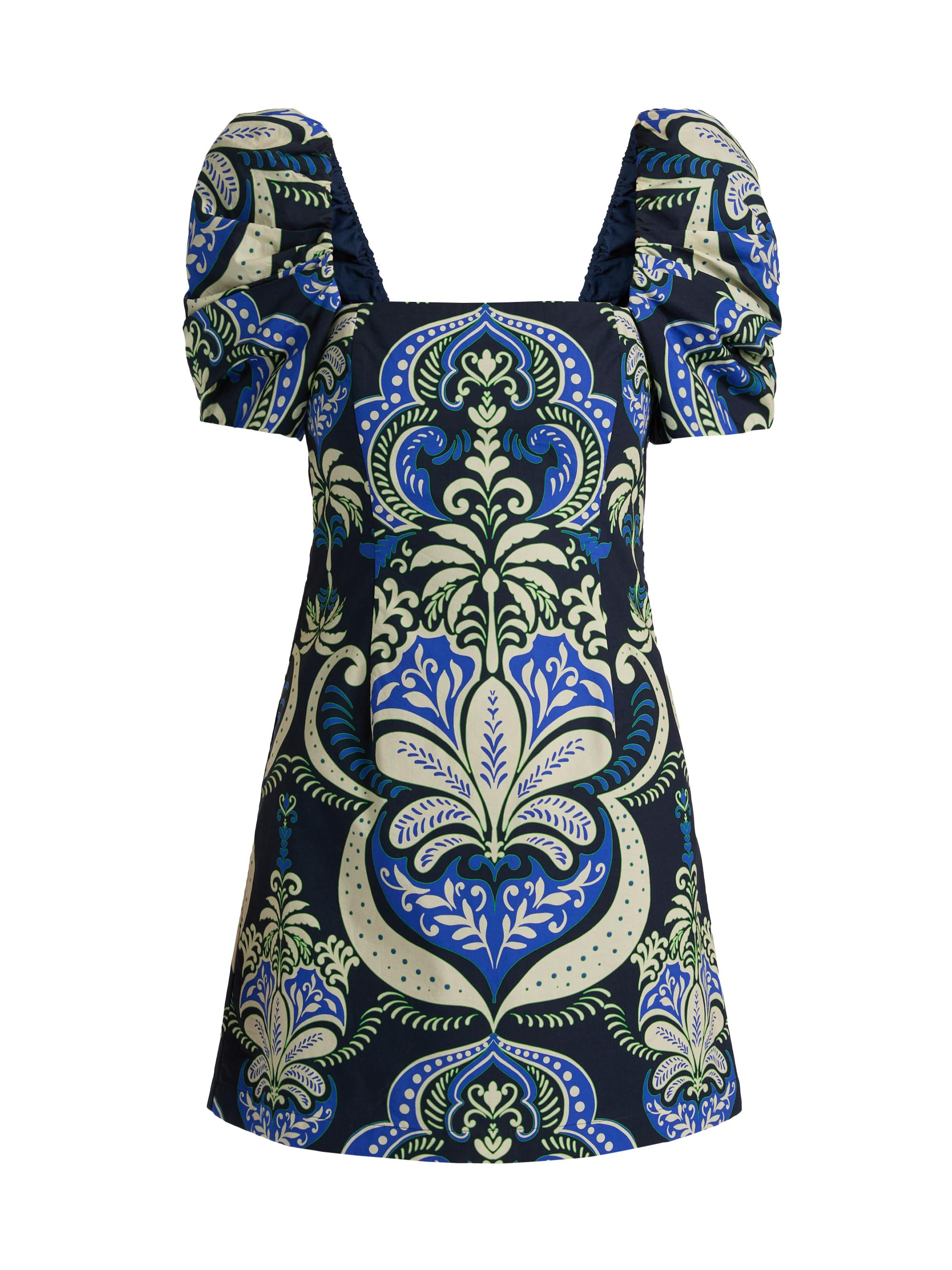 Cara Cara Women's Kelly Graphic Botanical Minidress - Palm Pavillion Cobalt