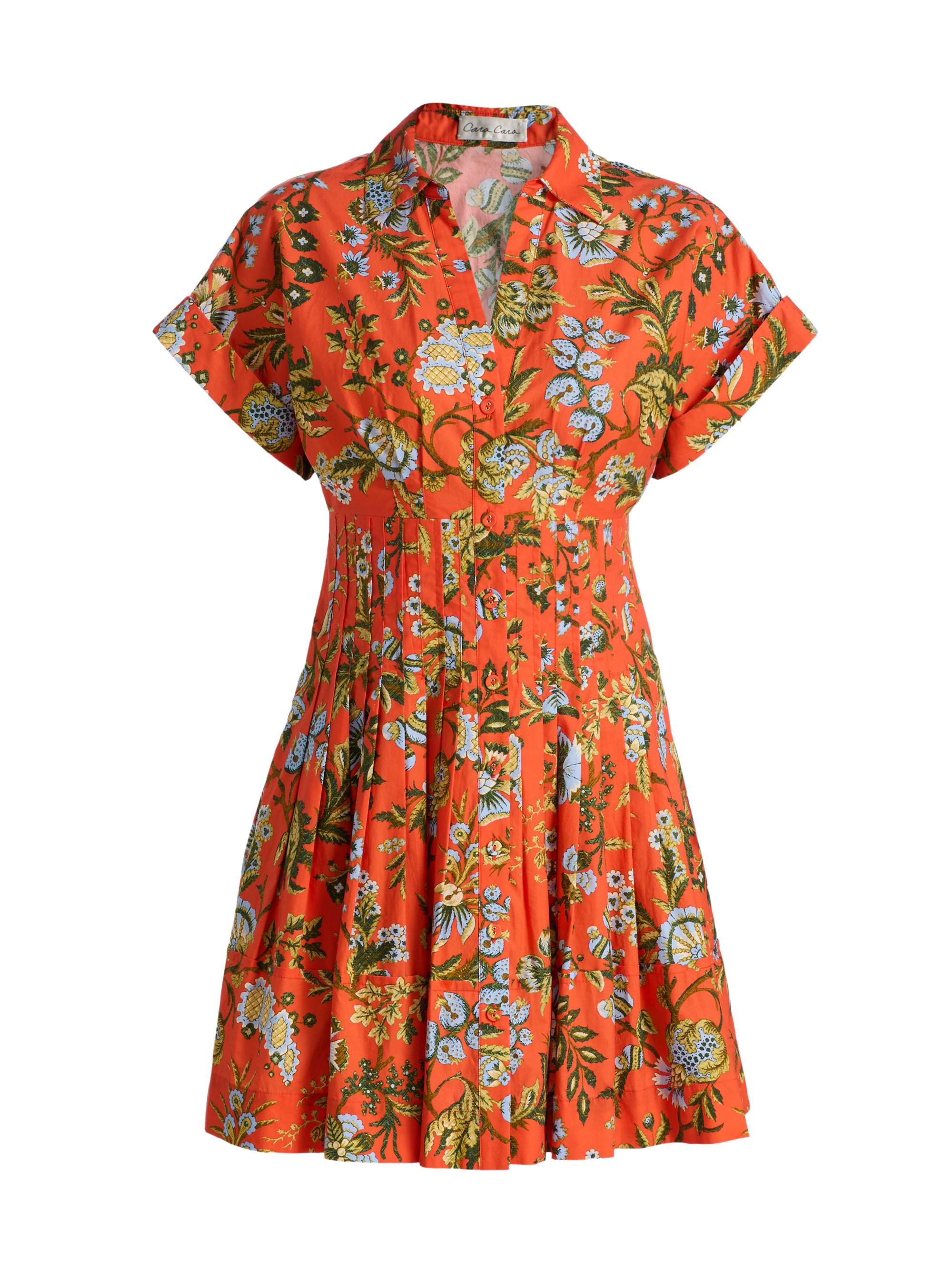 Cara Cara Women's Nash Floral Cotton Poplin Minidress - Clover Orange