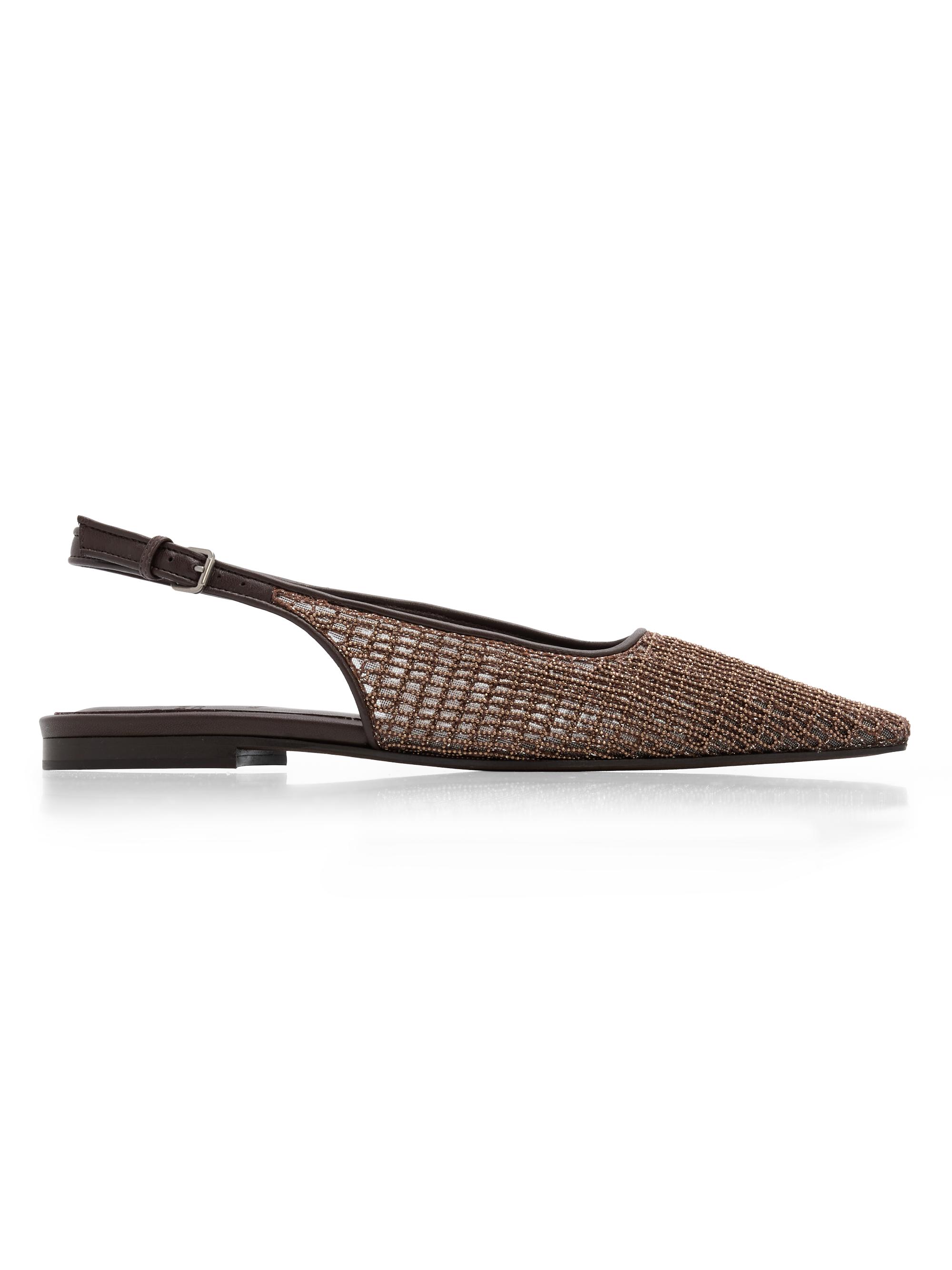 Brunello Cucinelli Women's Monili-Embroidered Mesh Slingback Flats - Rose Gold