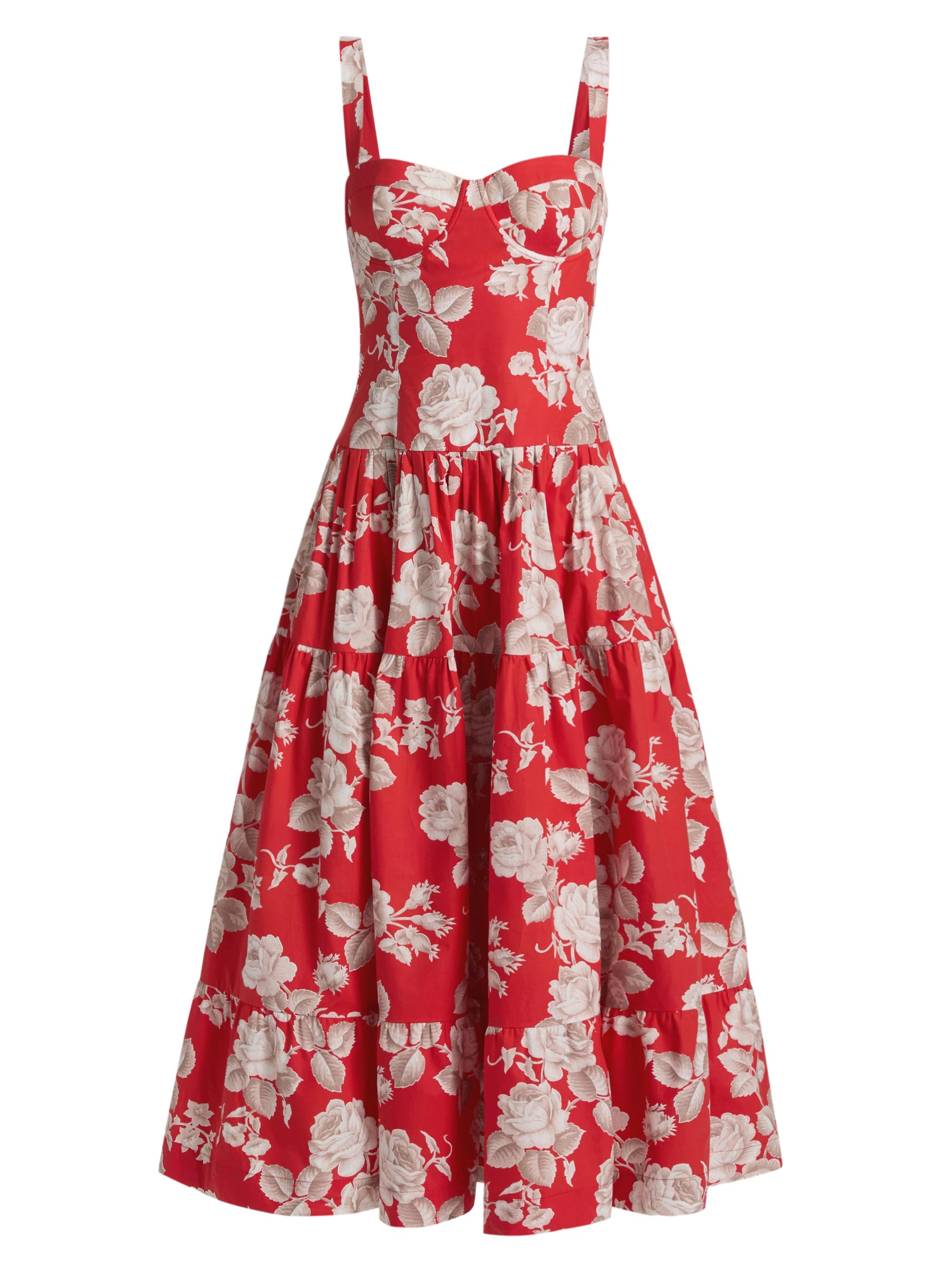 Cara Cara Women's Santiago Floral Midi-Dress - Rosebud Red