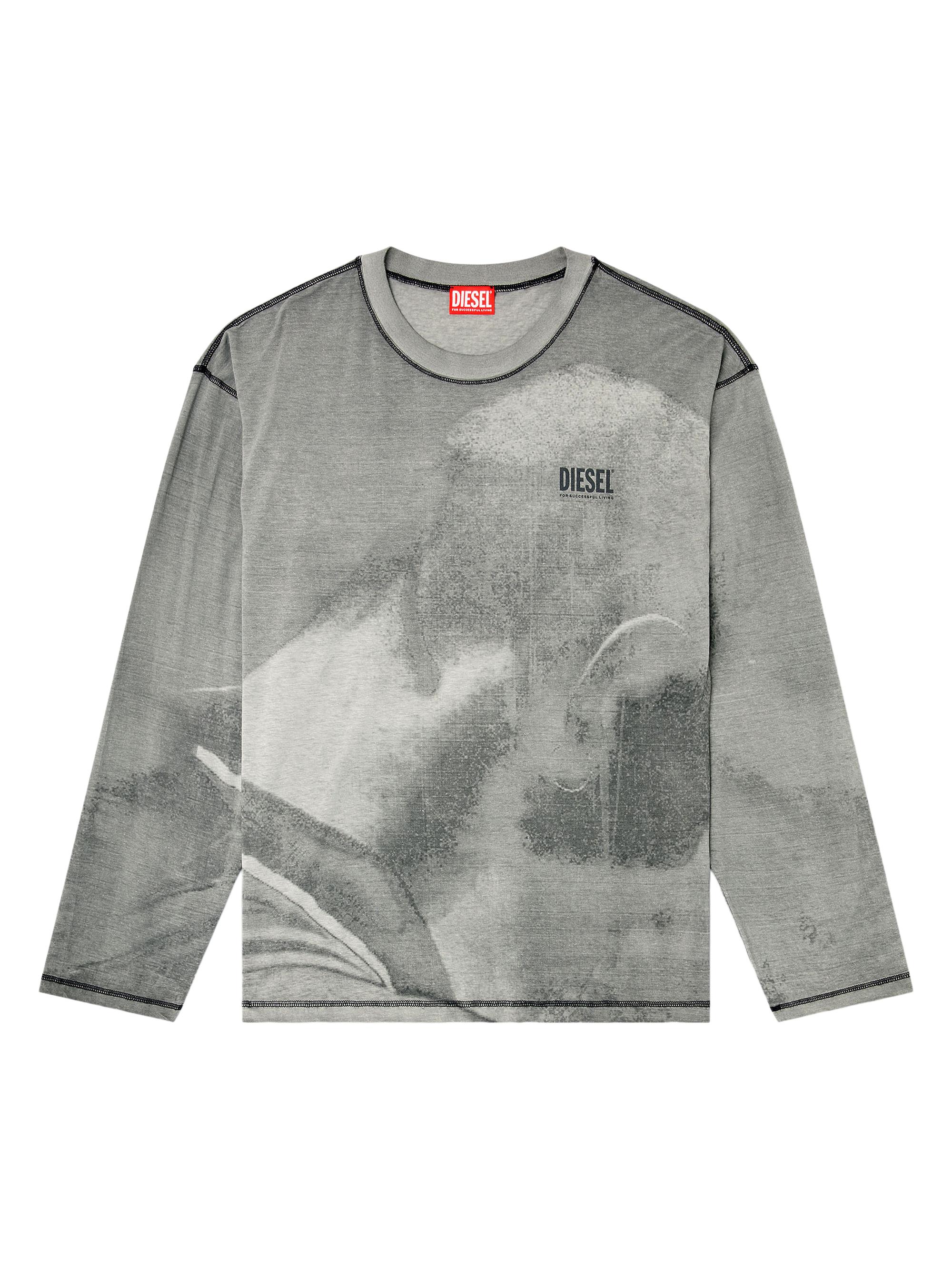 Diesel Men's Boxt Topstitched Cotton-Blend Long-Sleeve Shirt - Light Grey