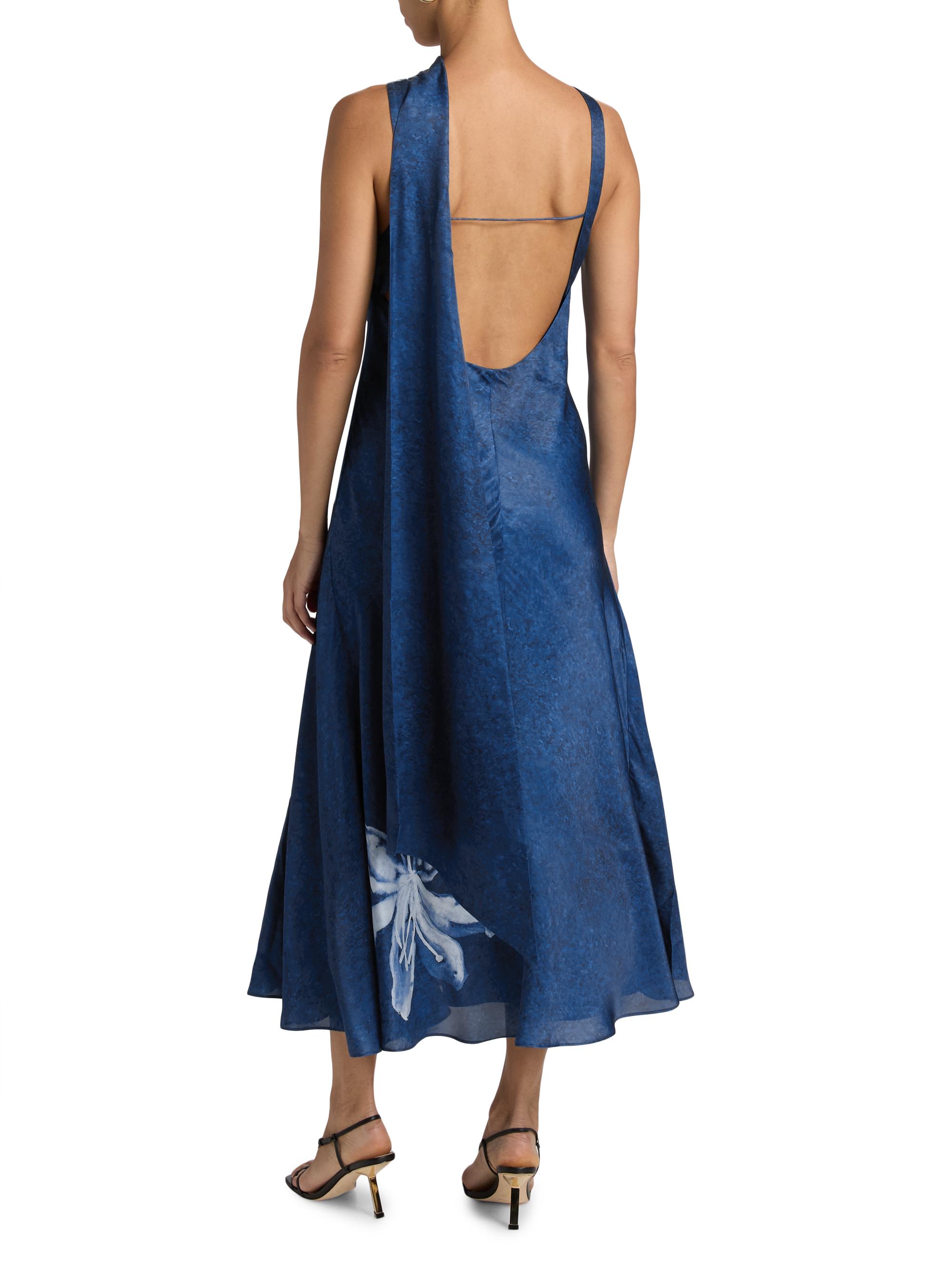Amur Women's Sorelle Floral Cowl Midi-Dress - Cyanotype - Size 8