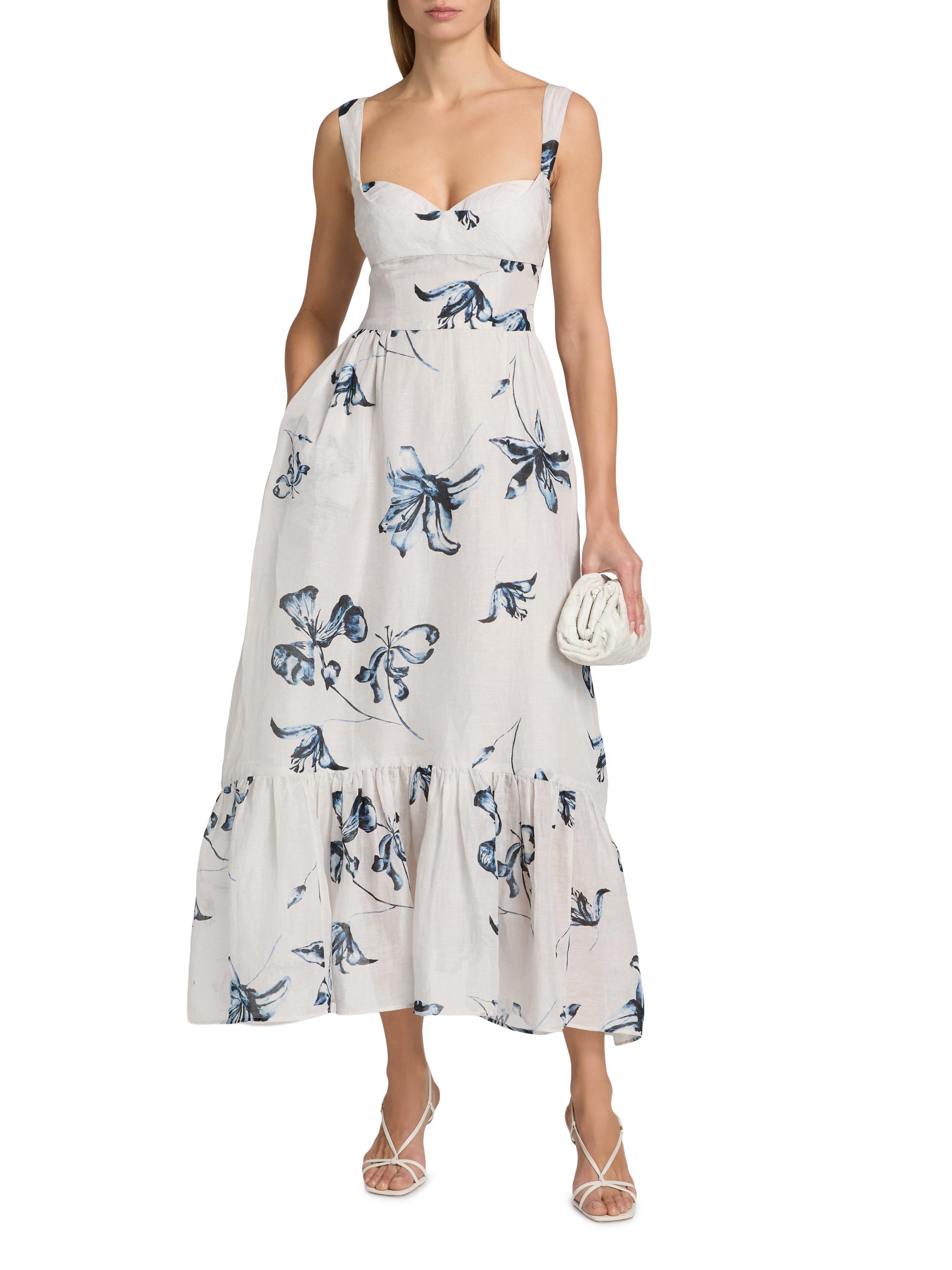 amur floral asymmetrical midi dress Michele Midi Dress by AMUR