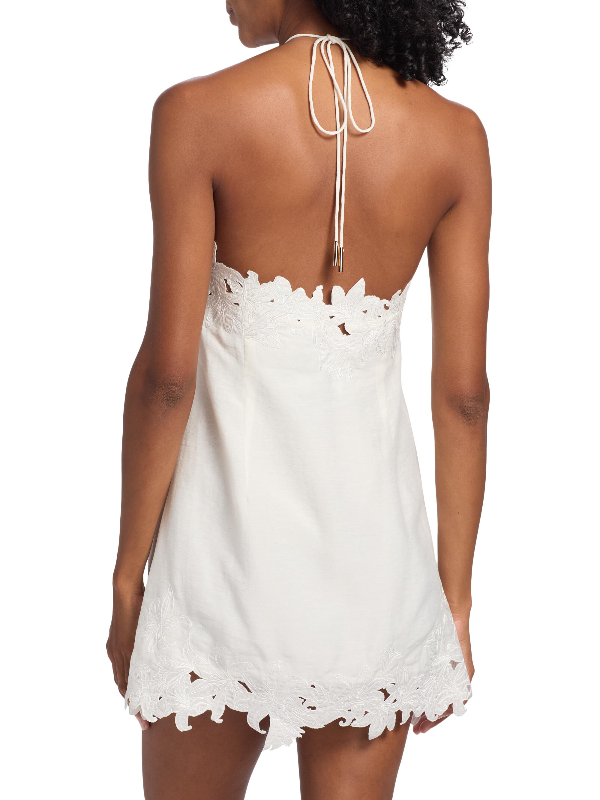Amur Lanie Lace-Trimmed Linen-Silk Minidress | Saks Fifth Avenue