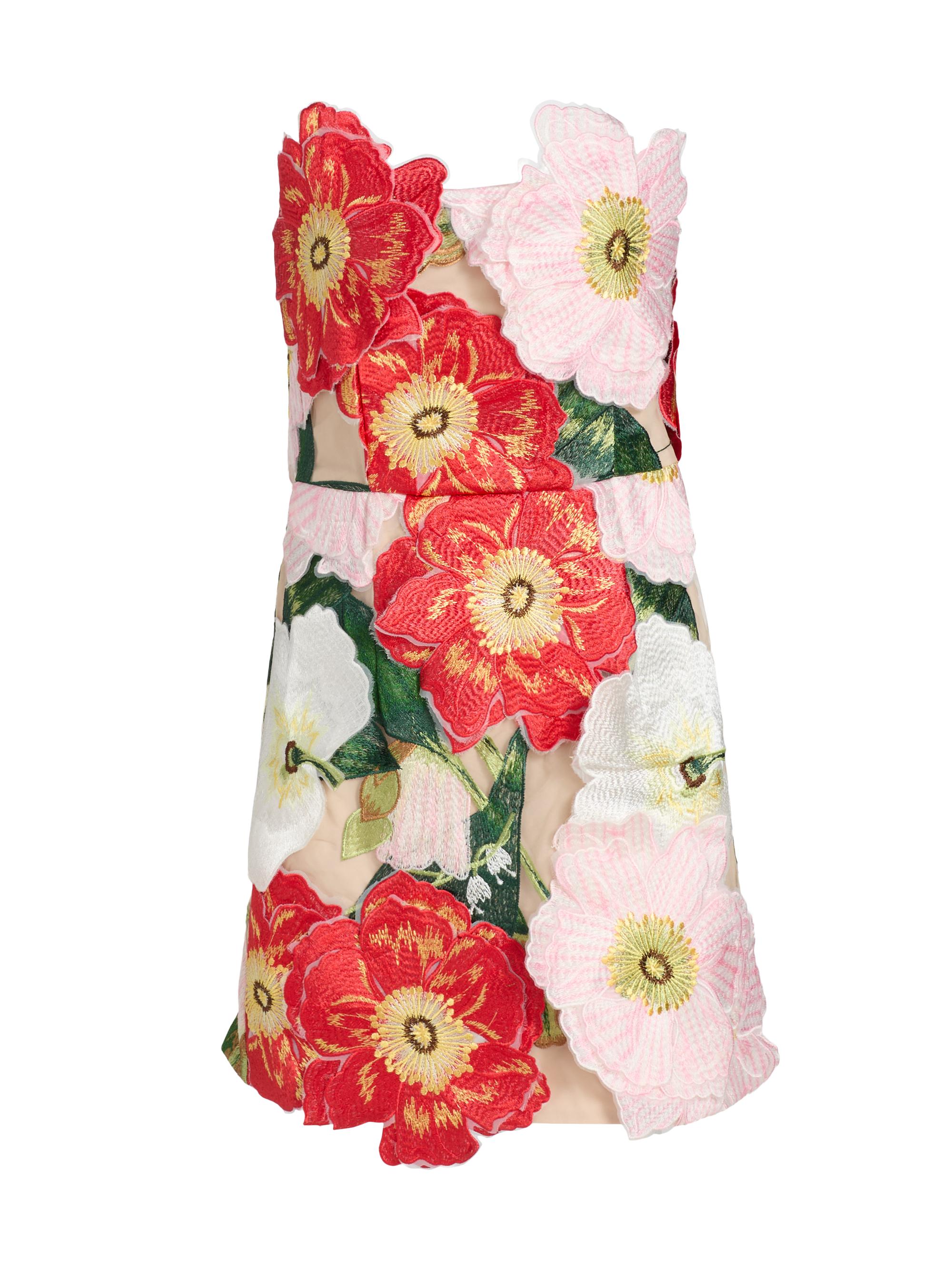 Elliatt Women's Solara 3D Floral Mesh Minidress - Red Pink Multi