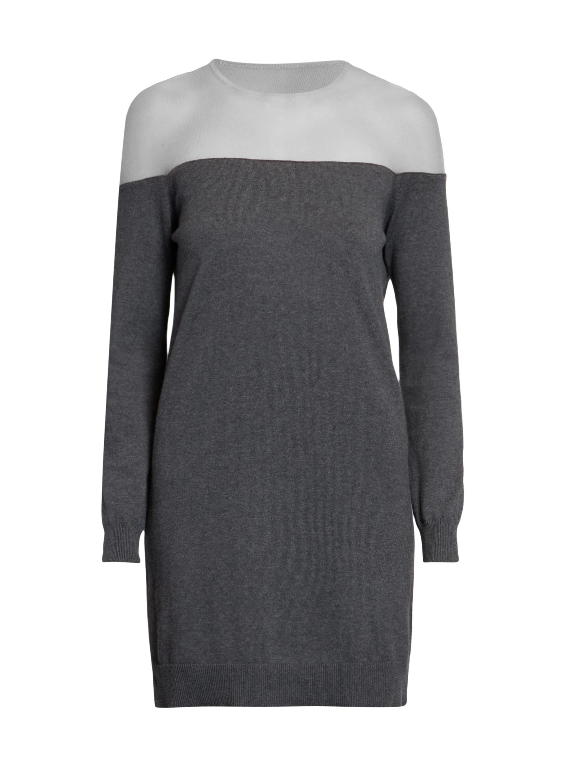 MM6 Maison Margiela Women's Illusion Long-Sleeve Minidress - Dark Grey Melenge