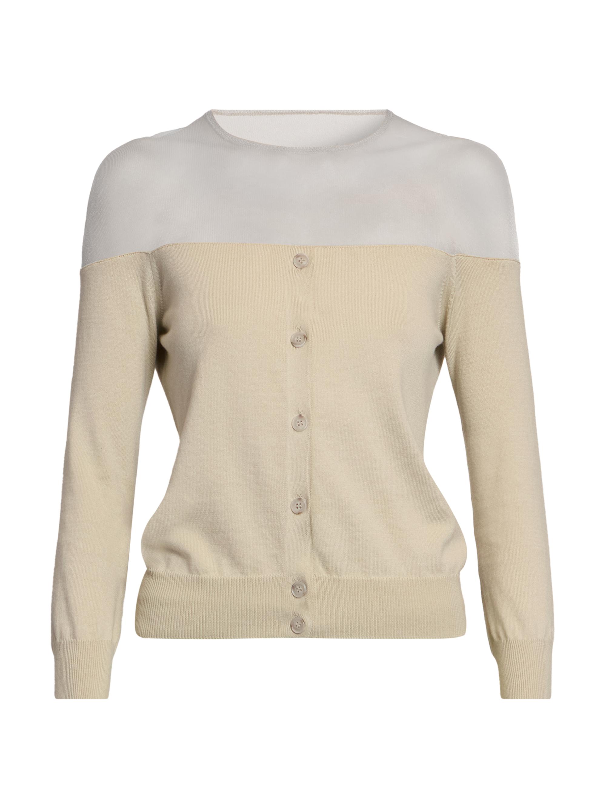 MM6 Maison Margiela Women's Illusion Cotton-Blend Cardigan - Beige